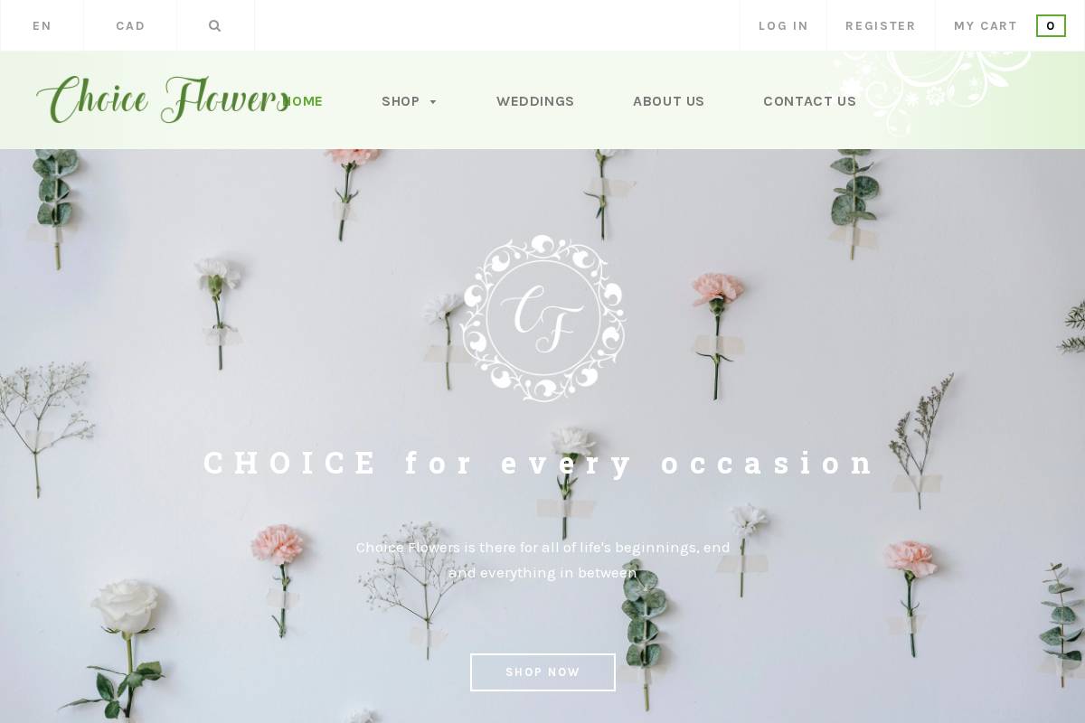 choiceflowers.ca homepage screenshot