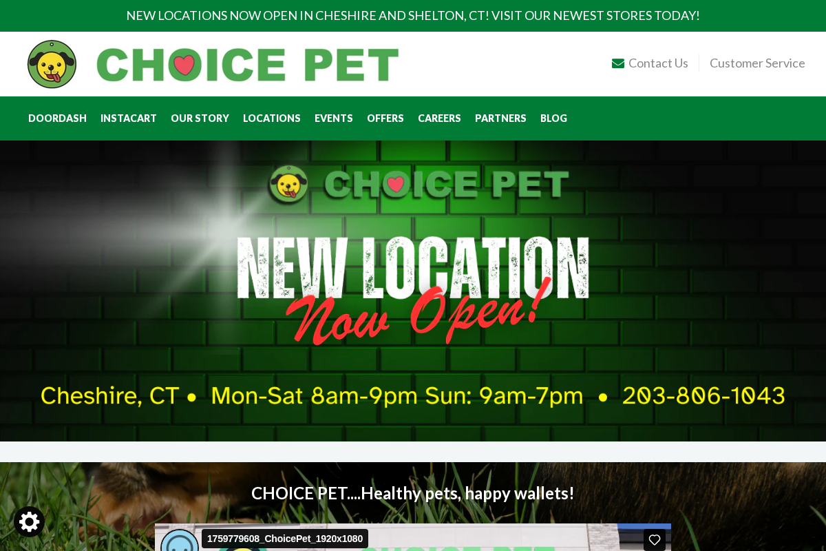 choicepet.com homepage screenshot