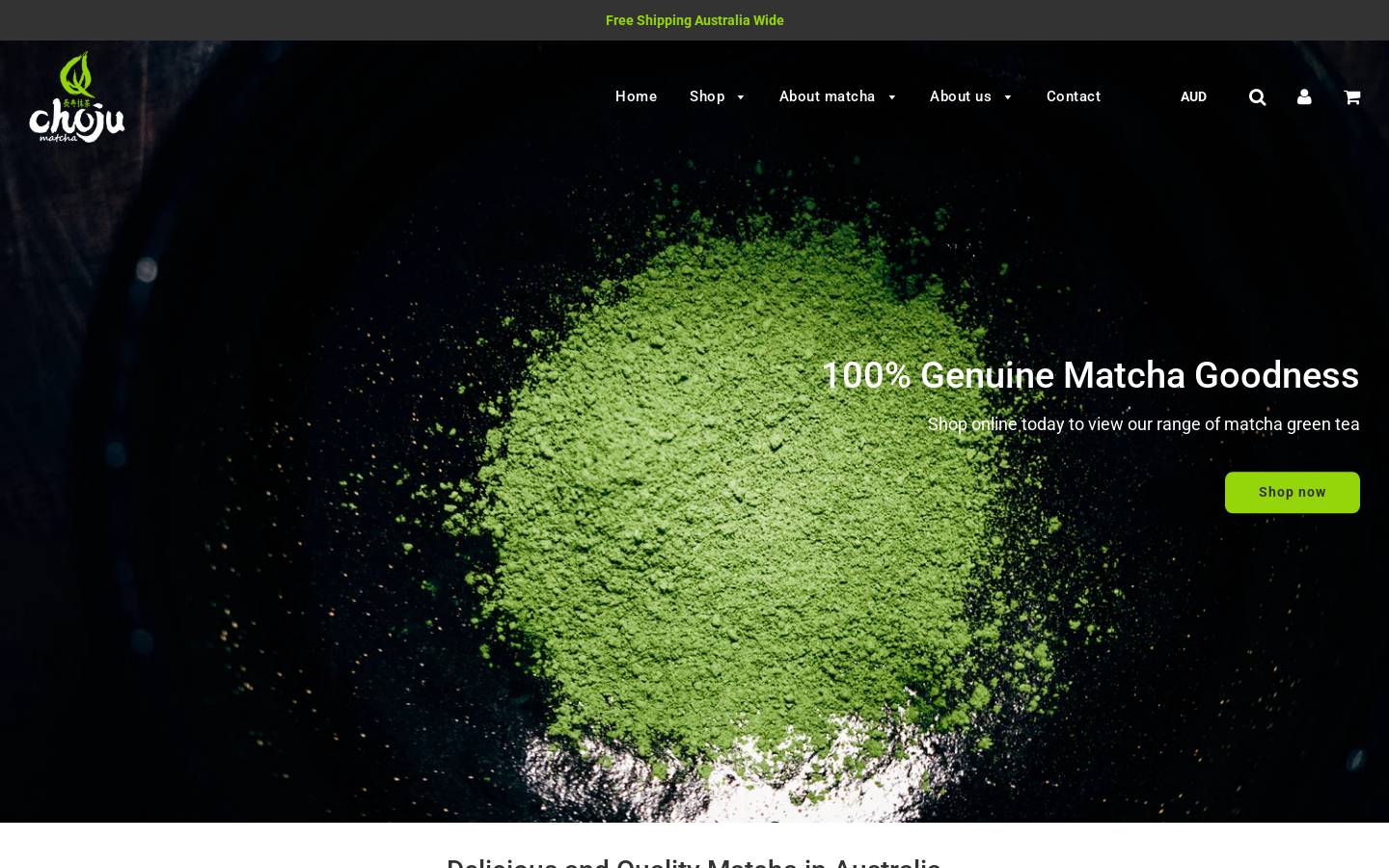 chojumatcha.com.au homepage screenshot