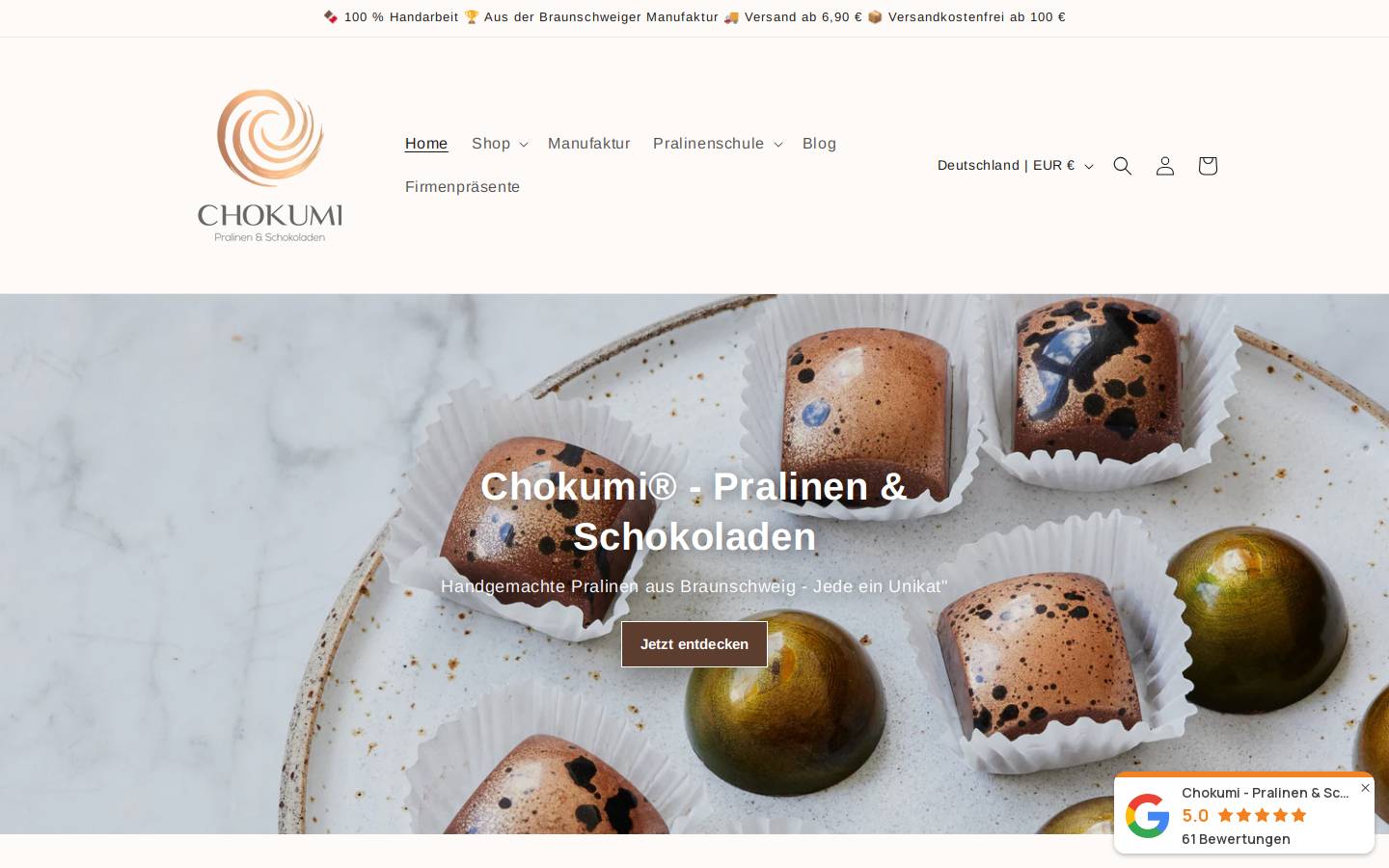 chokumi.de homepage screenshot
