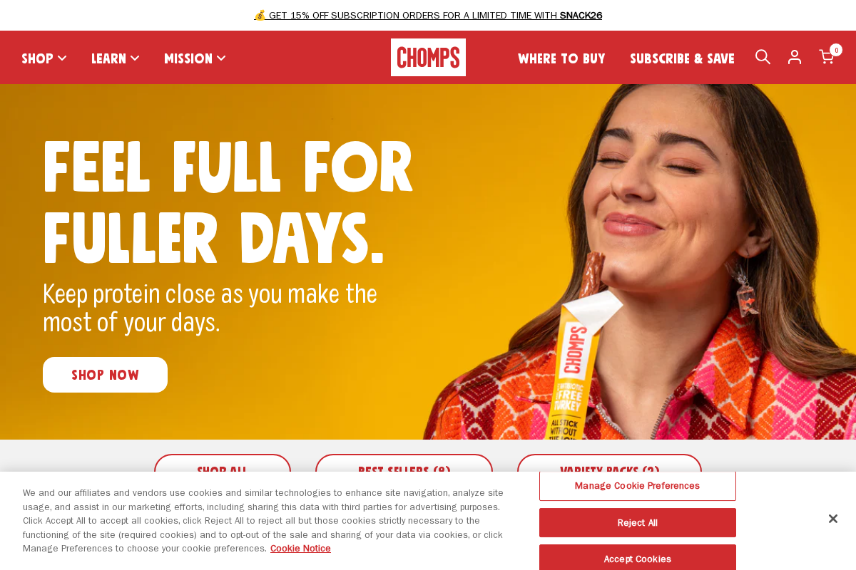Chomps homepage screenshot