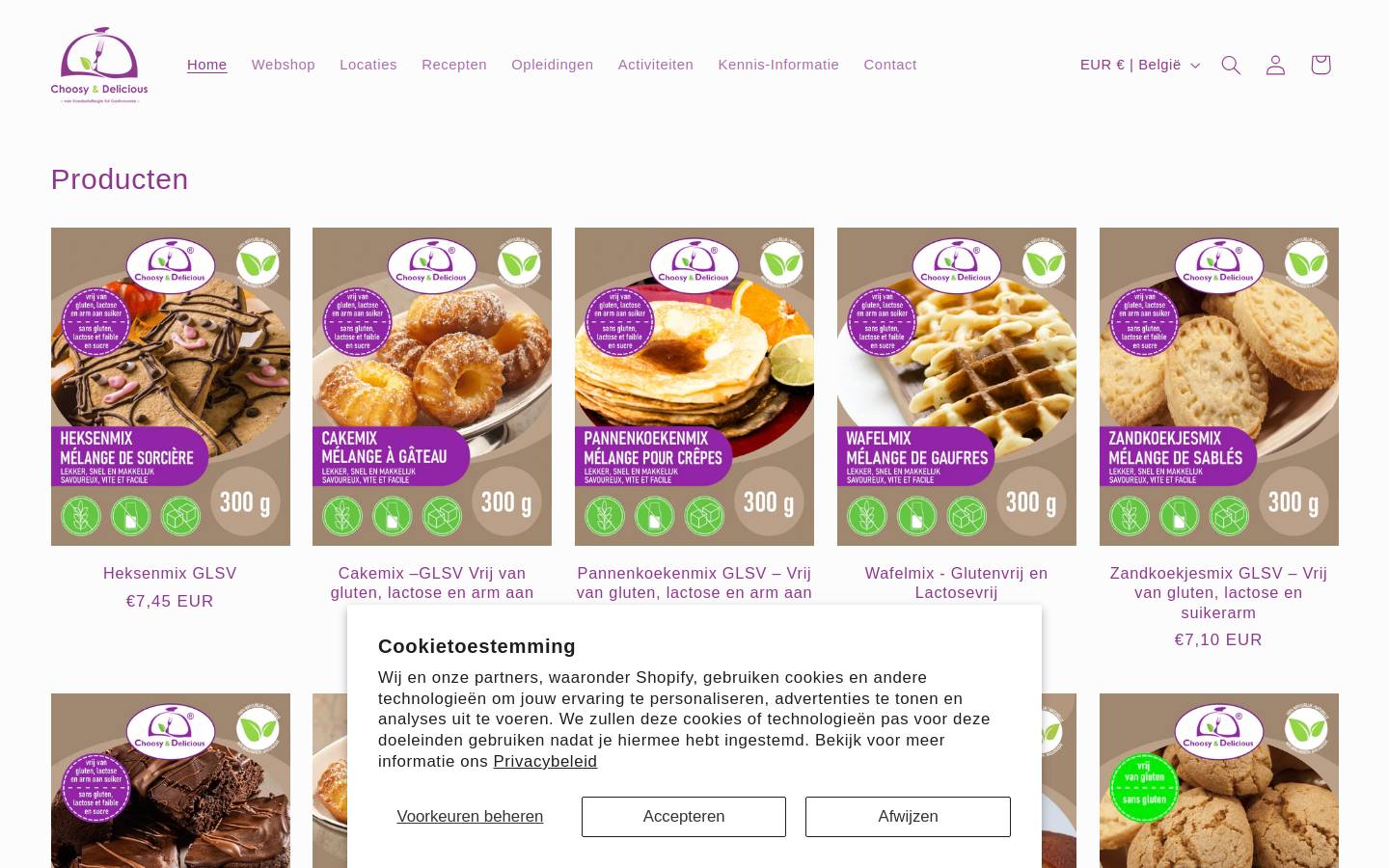 choosy-delicious.be homepage screenshot