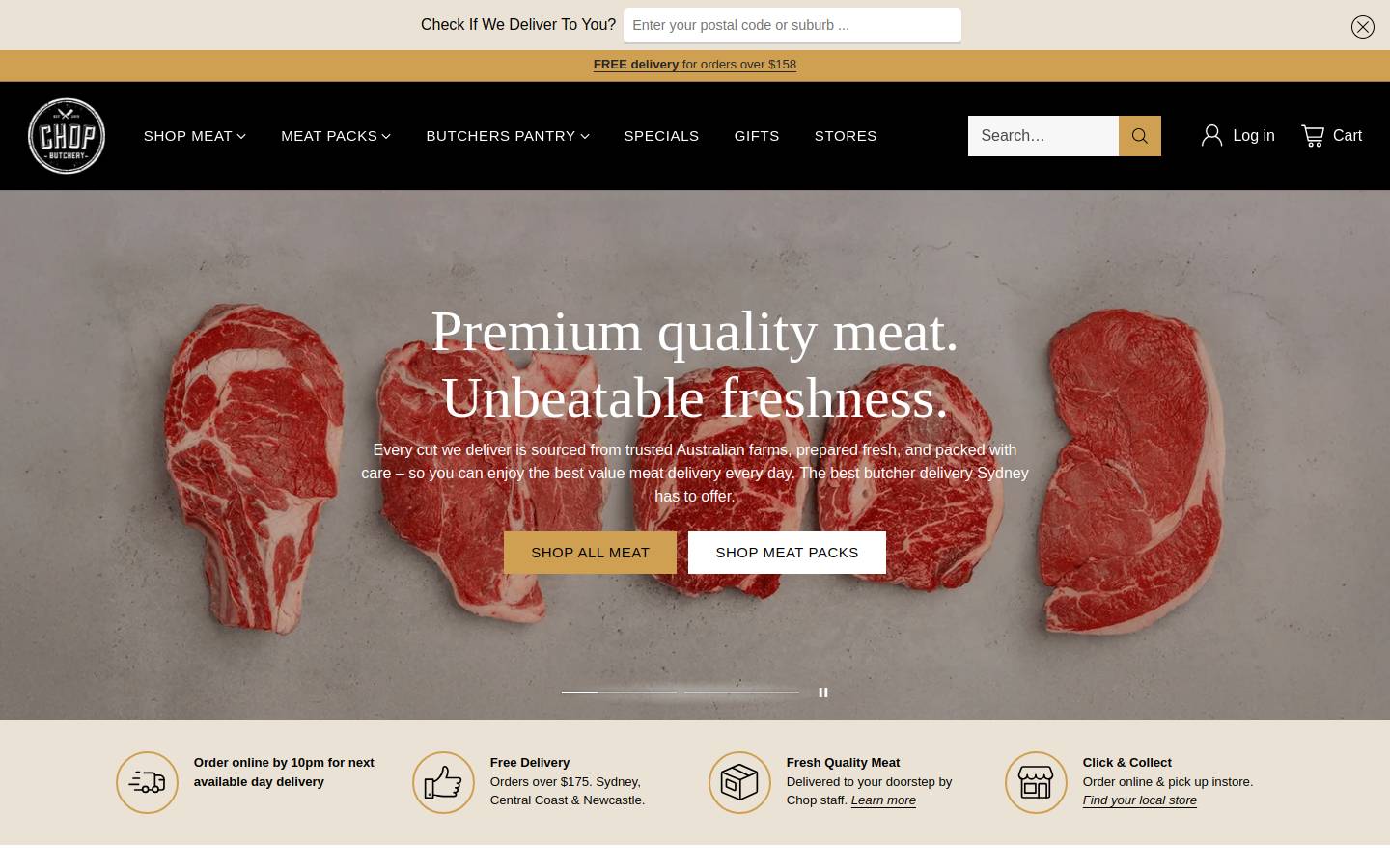chopbutchery.com.au homepage screenshot