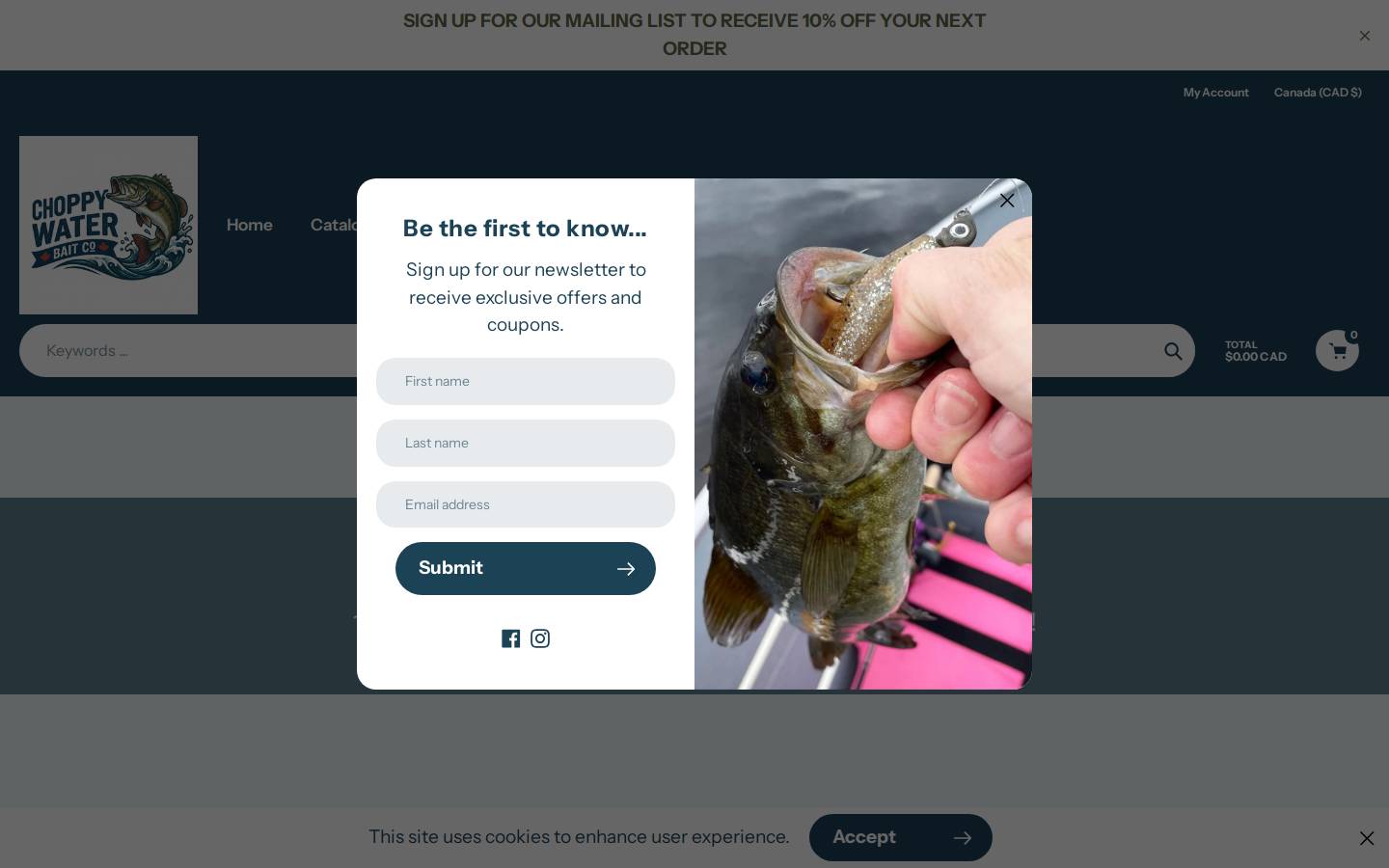 choppywaterbaitco.com homepage screenshot
