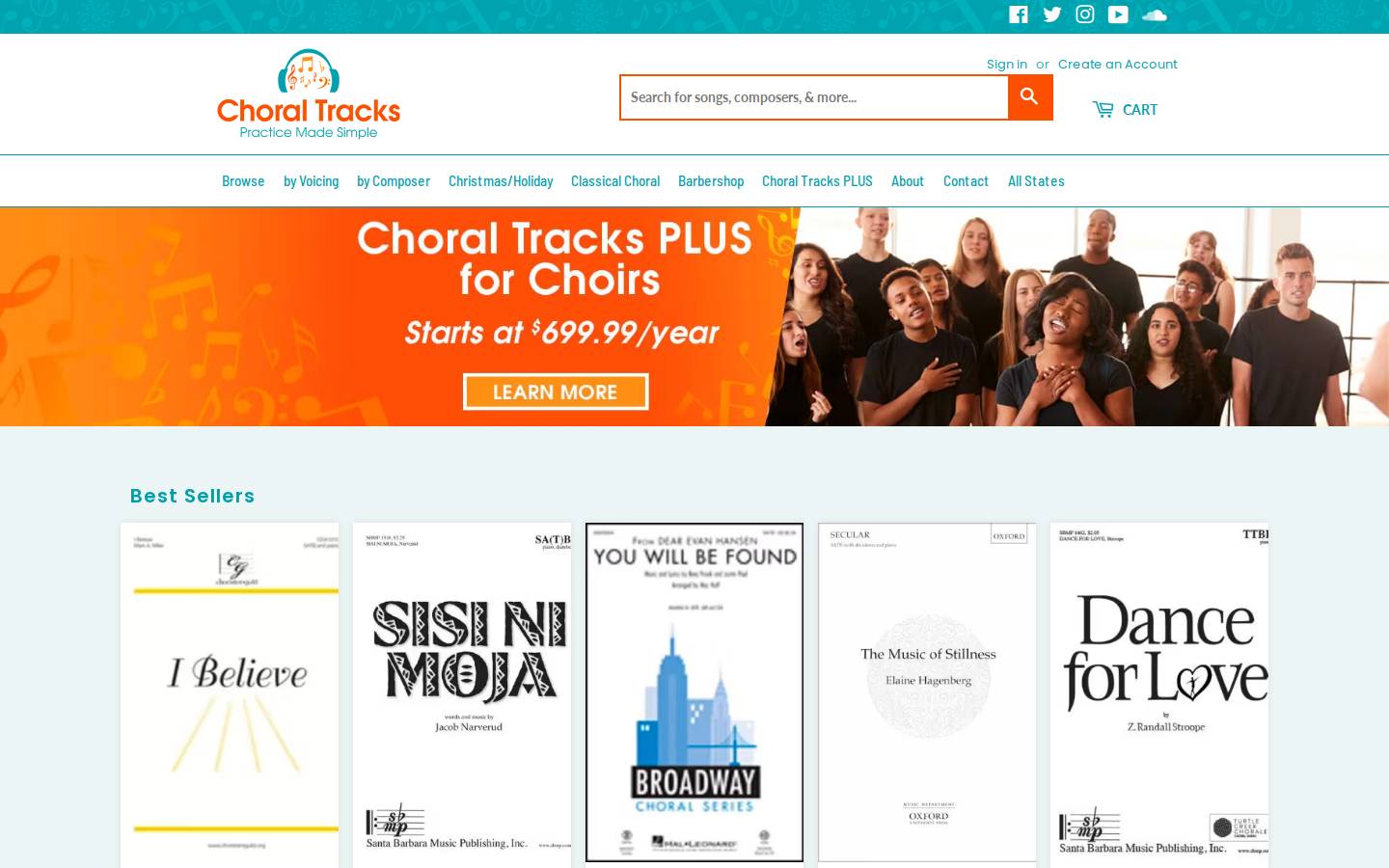 Choraltracks homepage screenshot
