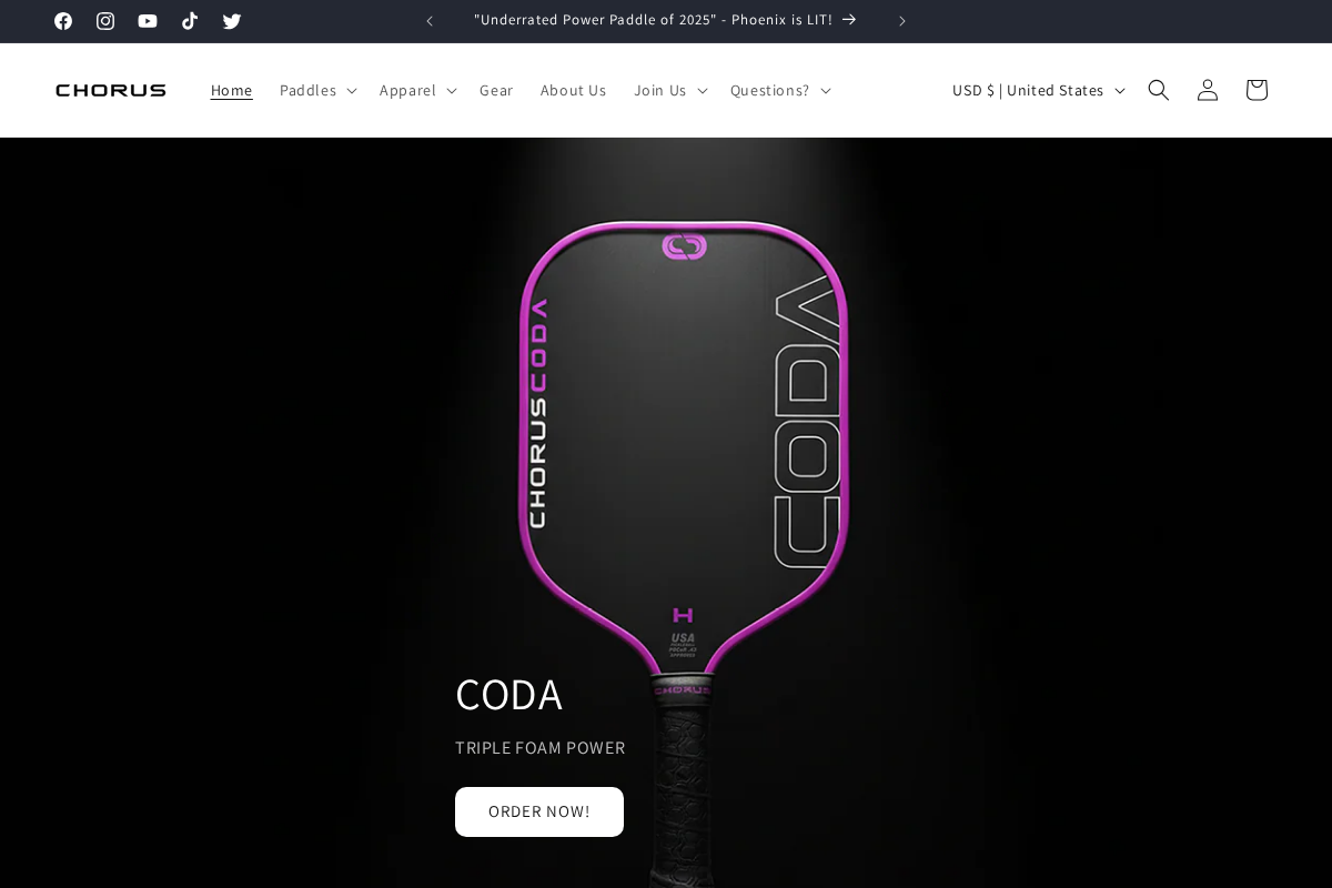 Chorus Pickleball homepage screenshot