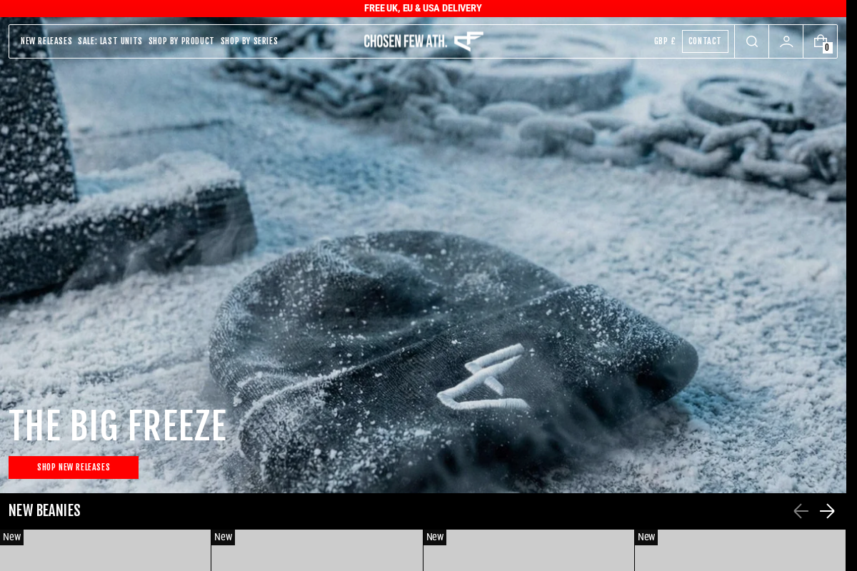 Chosen Few Athletics homepage screenshot