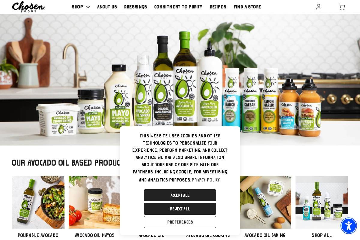Chosen Foods homepage screenshot
