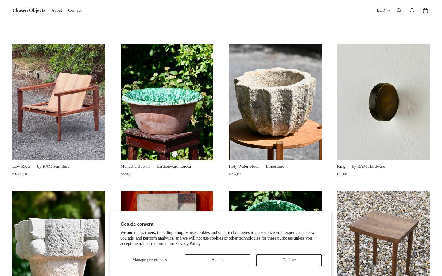 chosenobjects.com homepage screenshot