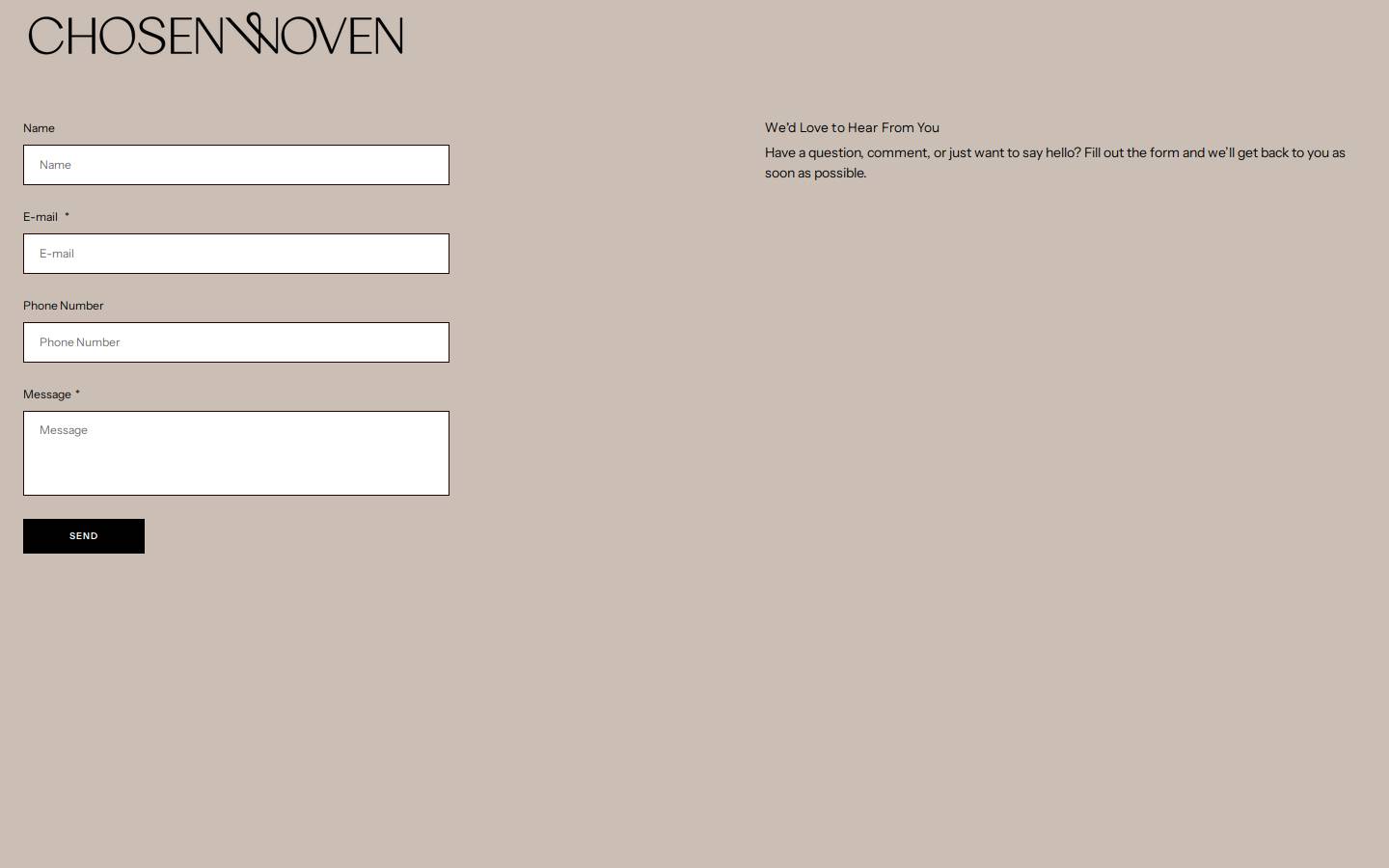 chosenwoven.com homepage screenshot