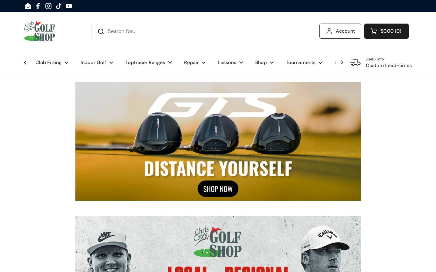 chriscotegolf.com homepage screenshot