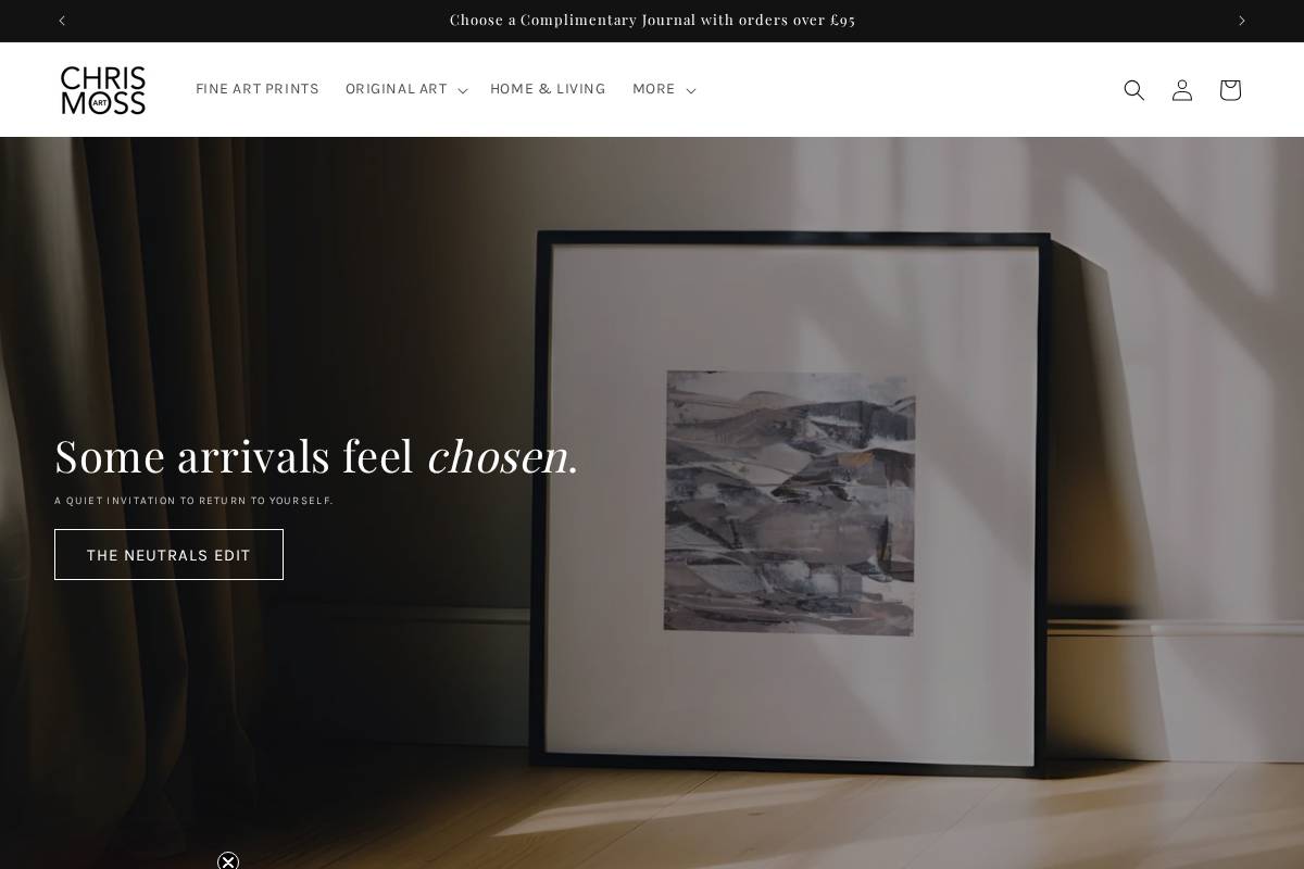 chrismossart.com homepage screenshot
