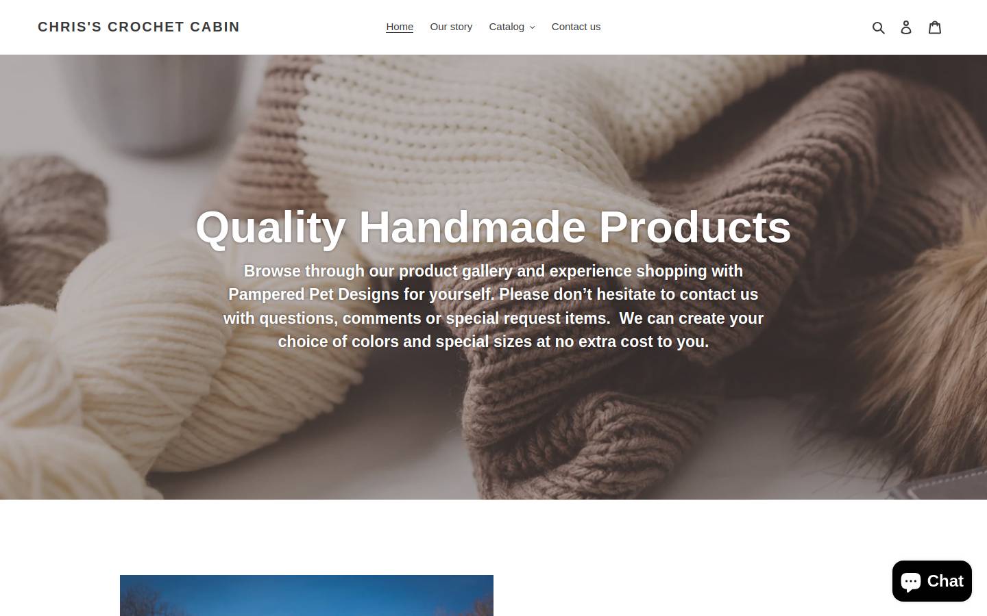 chrisscrochetcabin.com homepage screenshot