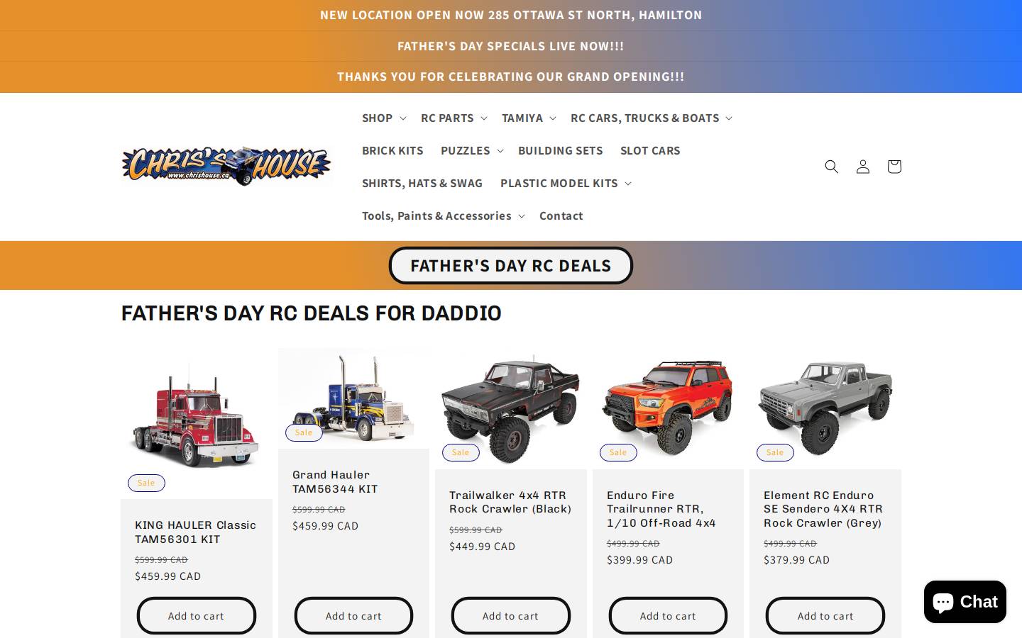 chrisshousehobbies.com homepage screenshot