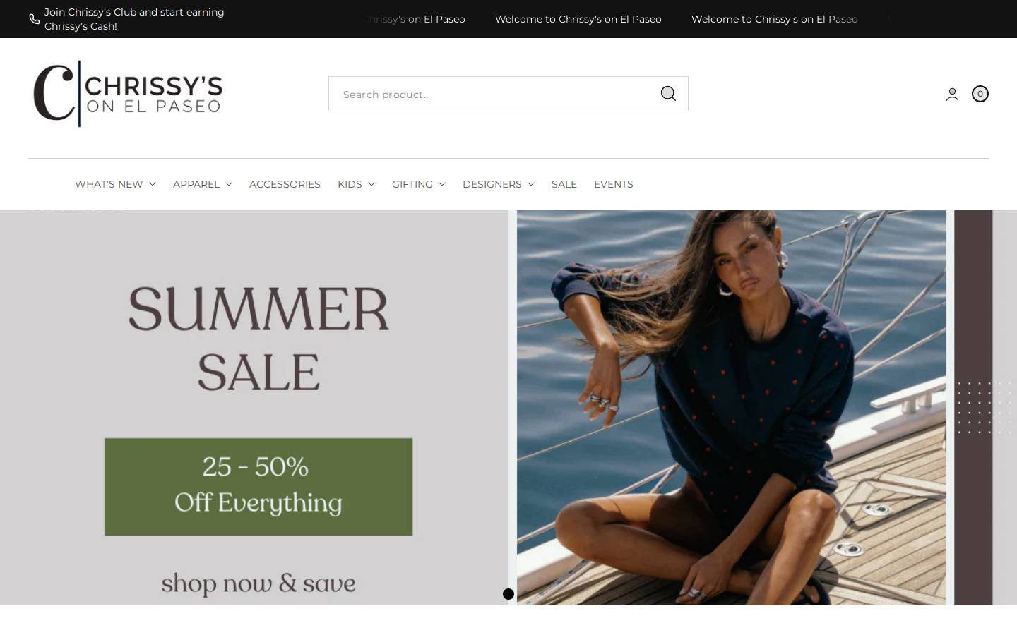 chrissys.com homepage screenshot