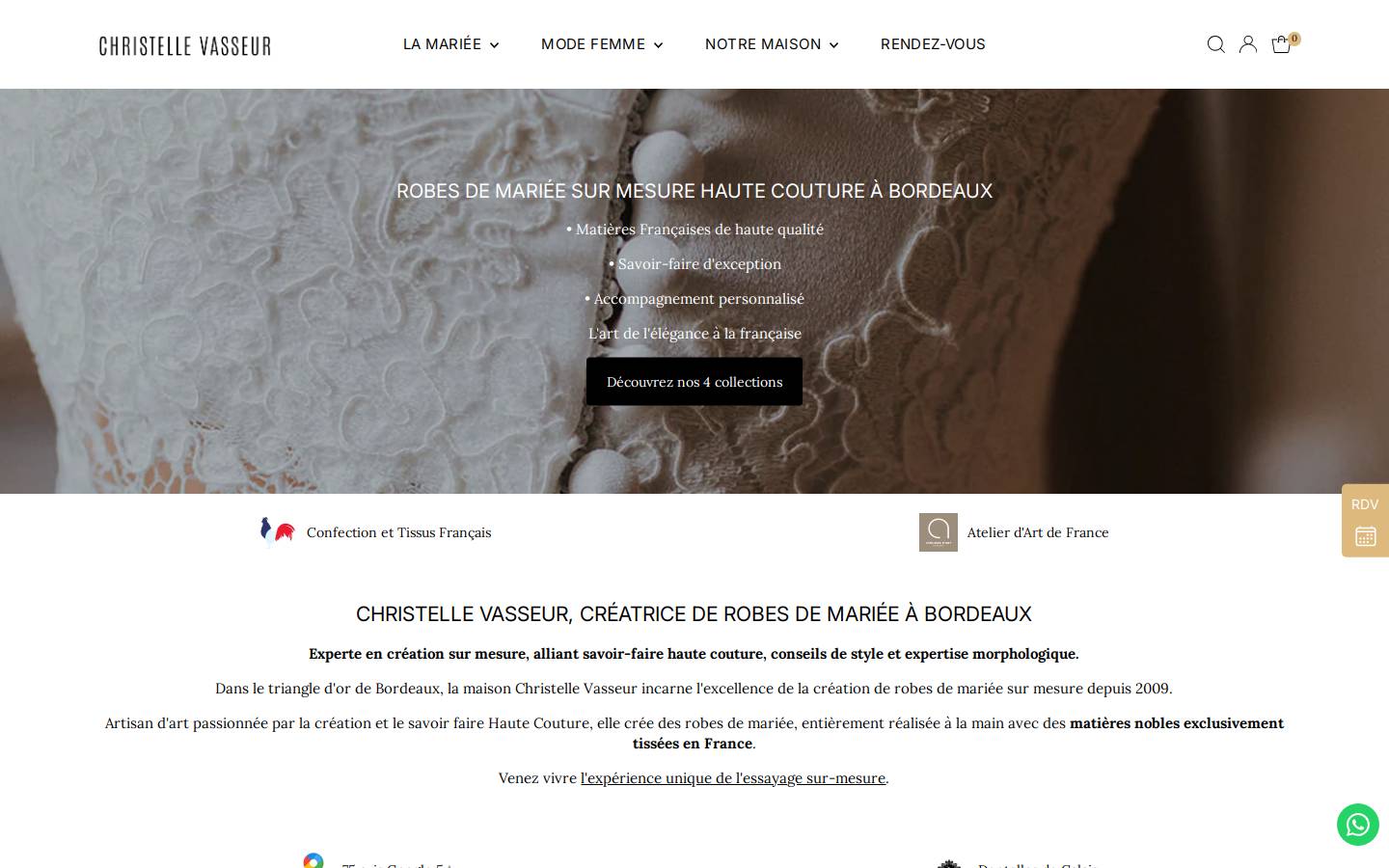 christellevasseurcouture.com homepage screenshot