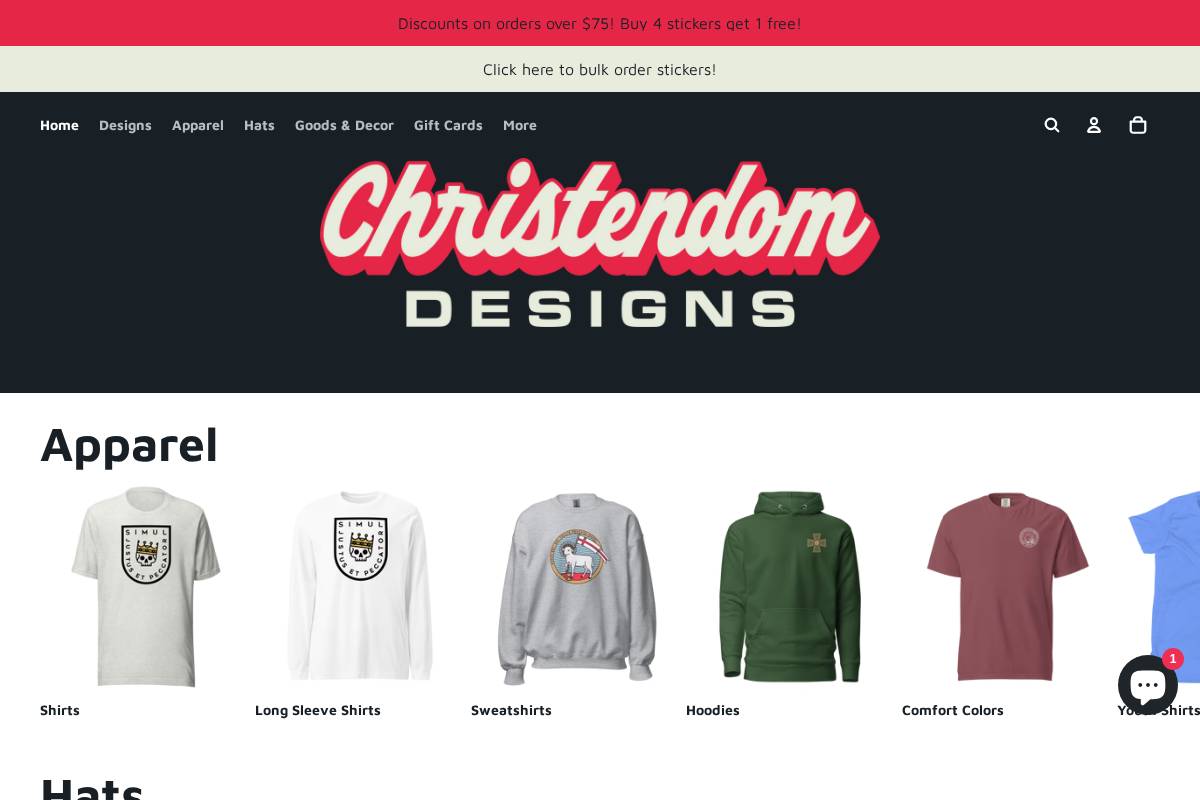 christendomdesigns.com homepage screenshot