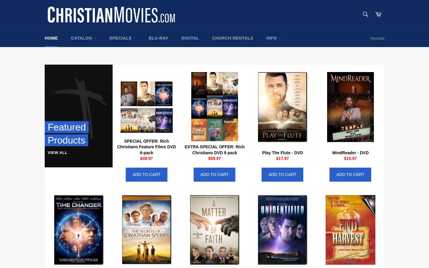 christianmovies.com homepage screenshot