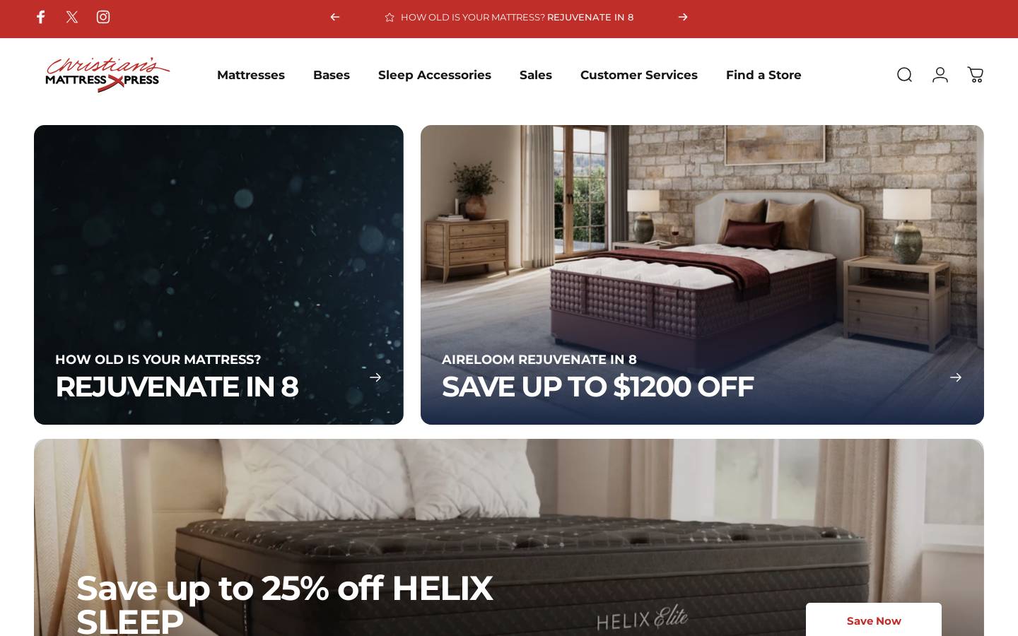 christiansmattress.com homepage screenshot