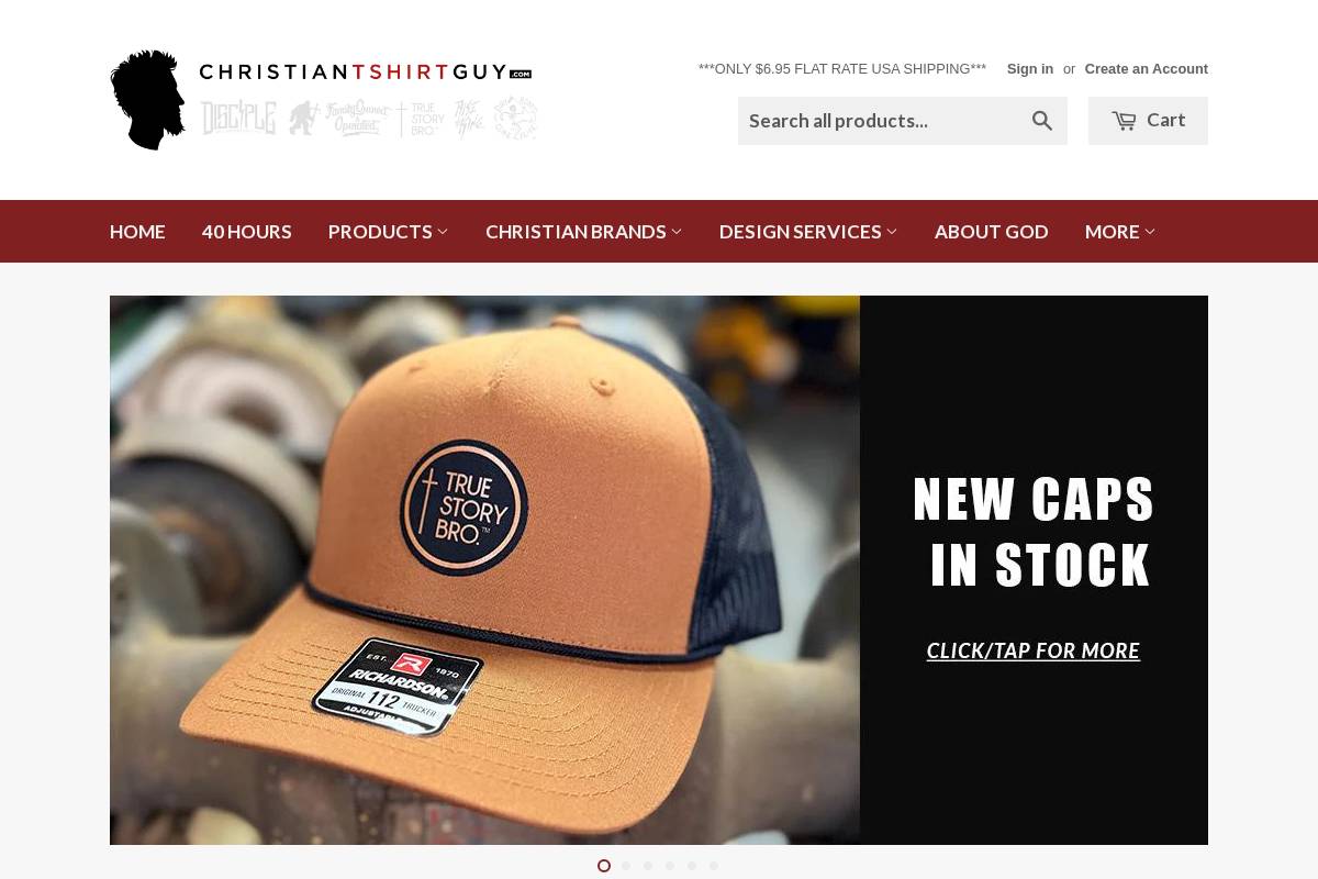 christiantshirtguy.com homepage screenshot