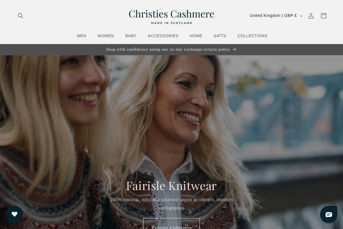 Christiescashmere homepage screenshot