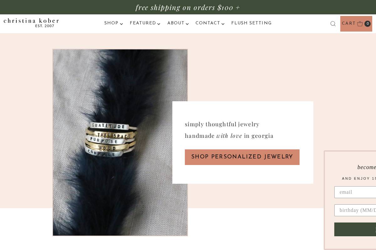 christinakober.com homepage screenshot