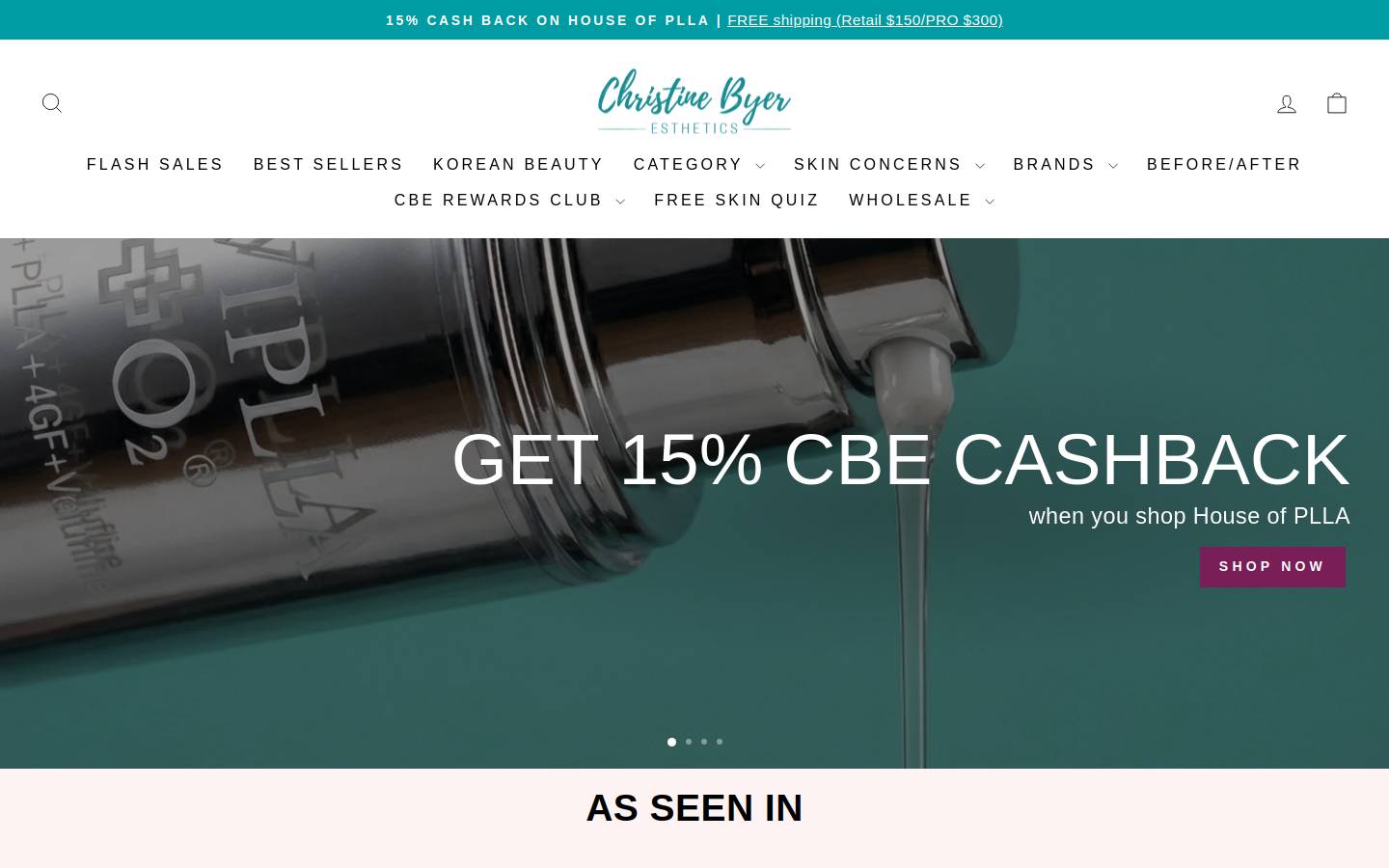christinebyeresthetics.com homepage screenshot