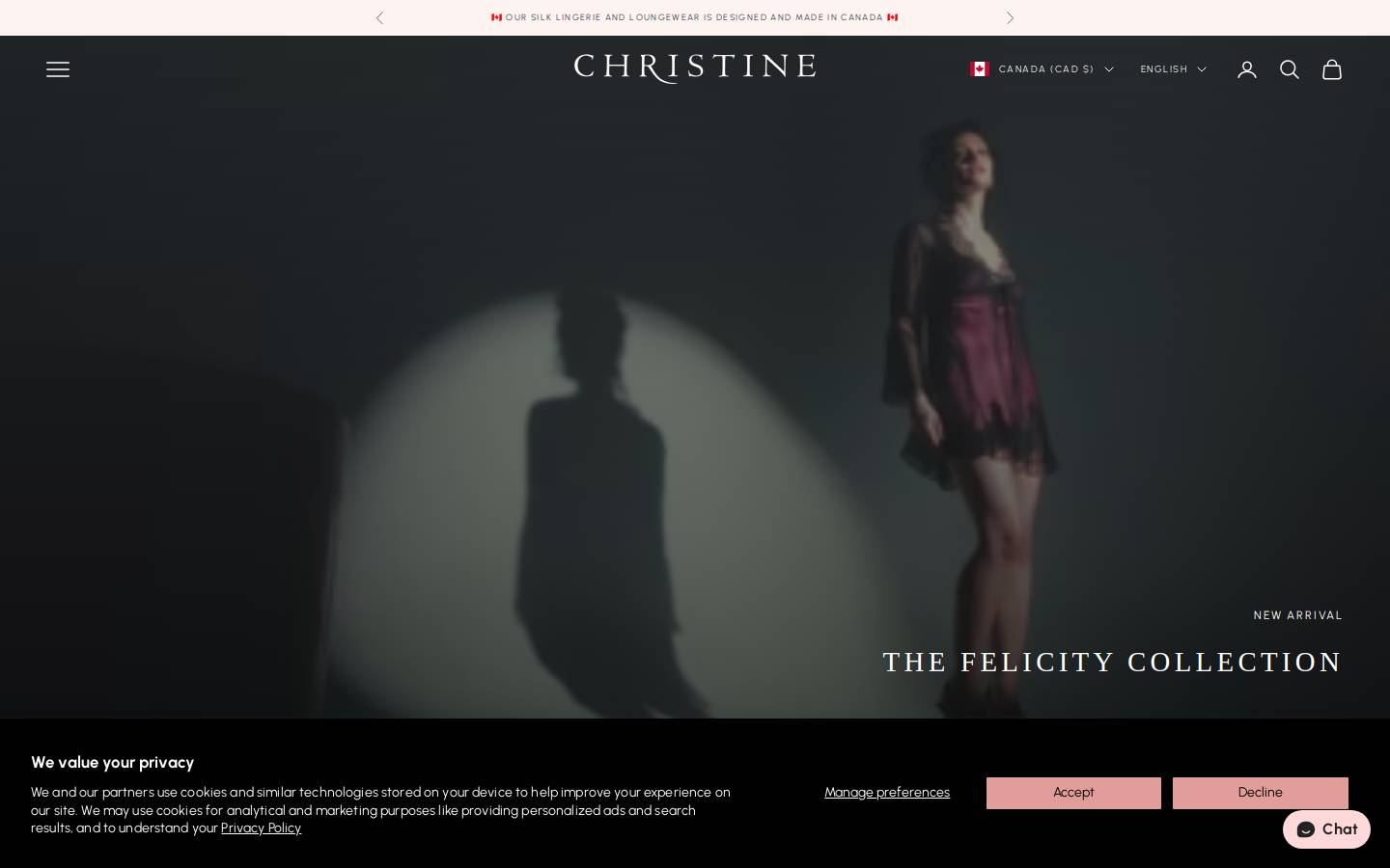 christinelingerie.com homepage screenshot