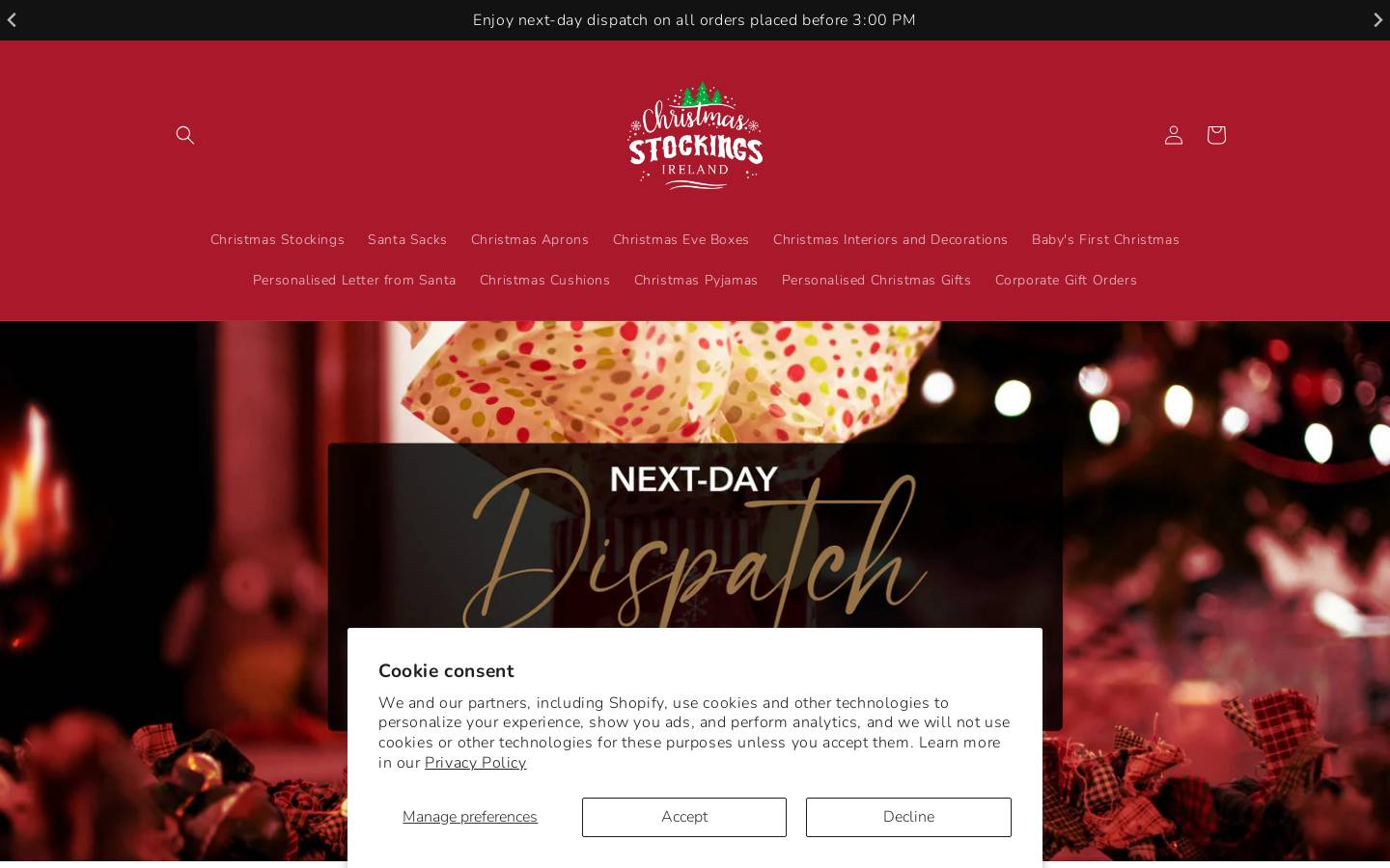 Christmas Stockings Ireland homepage screenshot