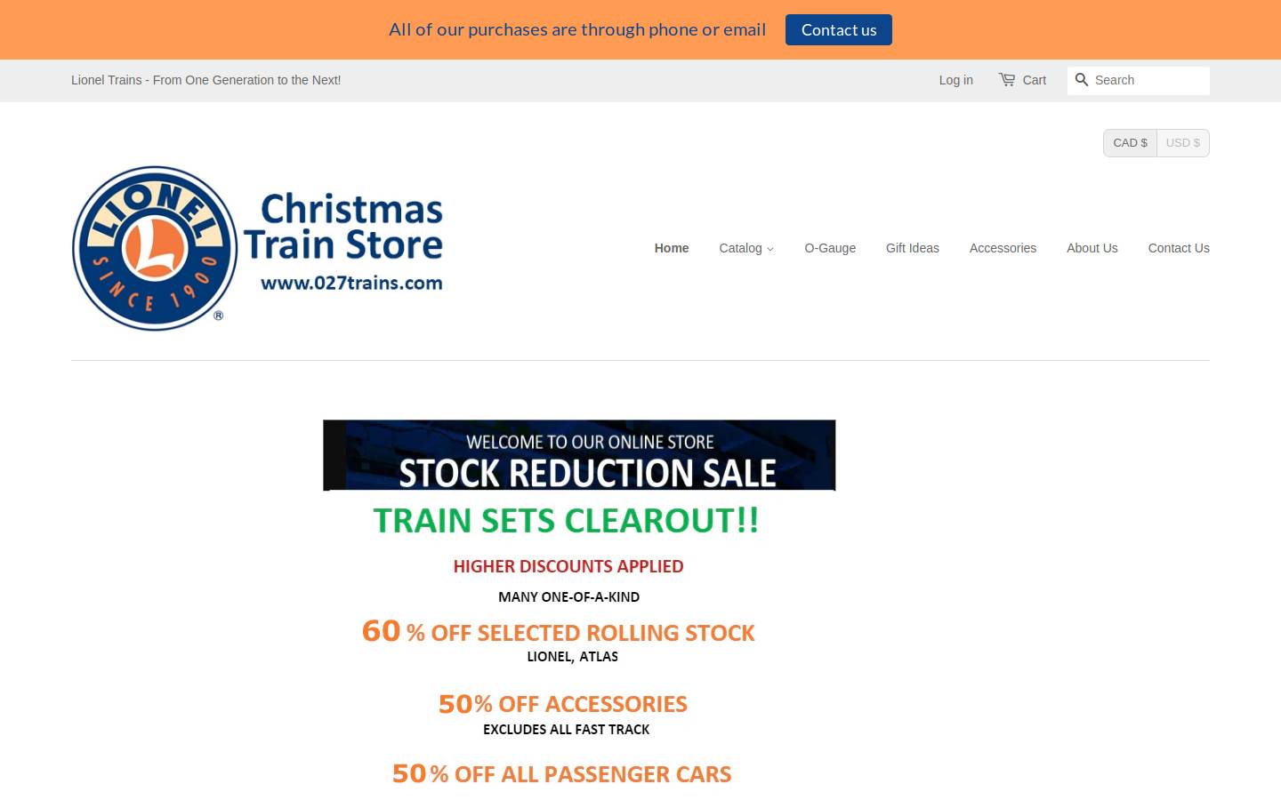 christmastrainstore.ca homepage screenshot