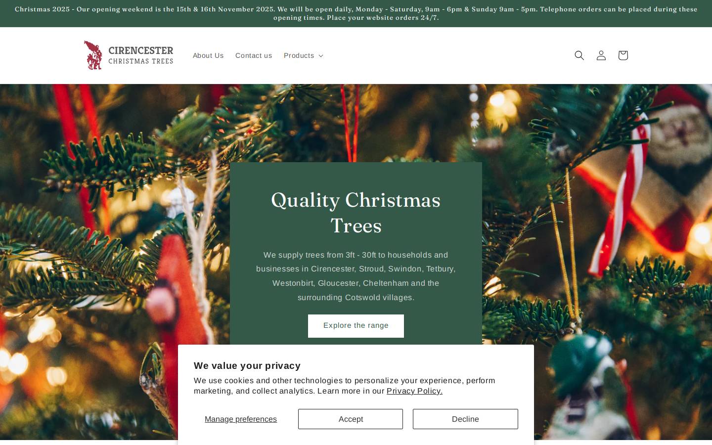 christmastreescirencester.co.uk homepage screenshot