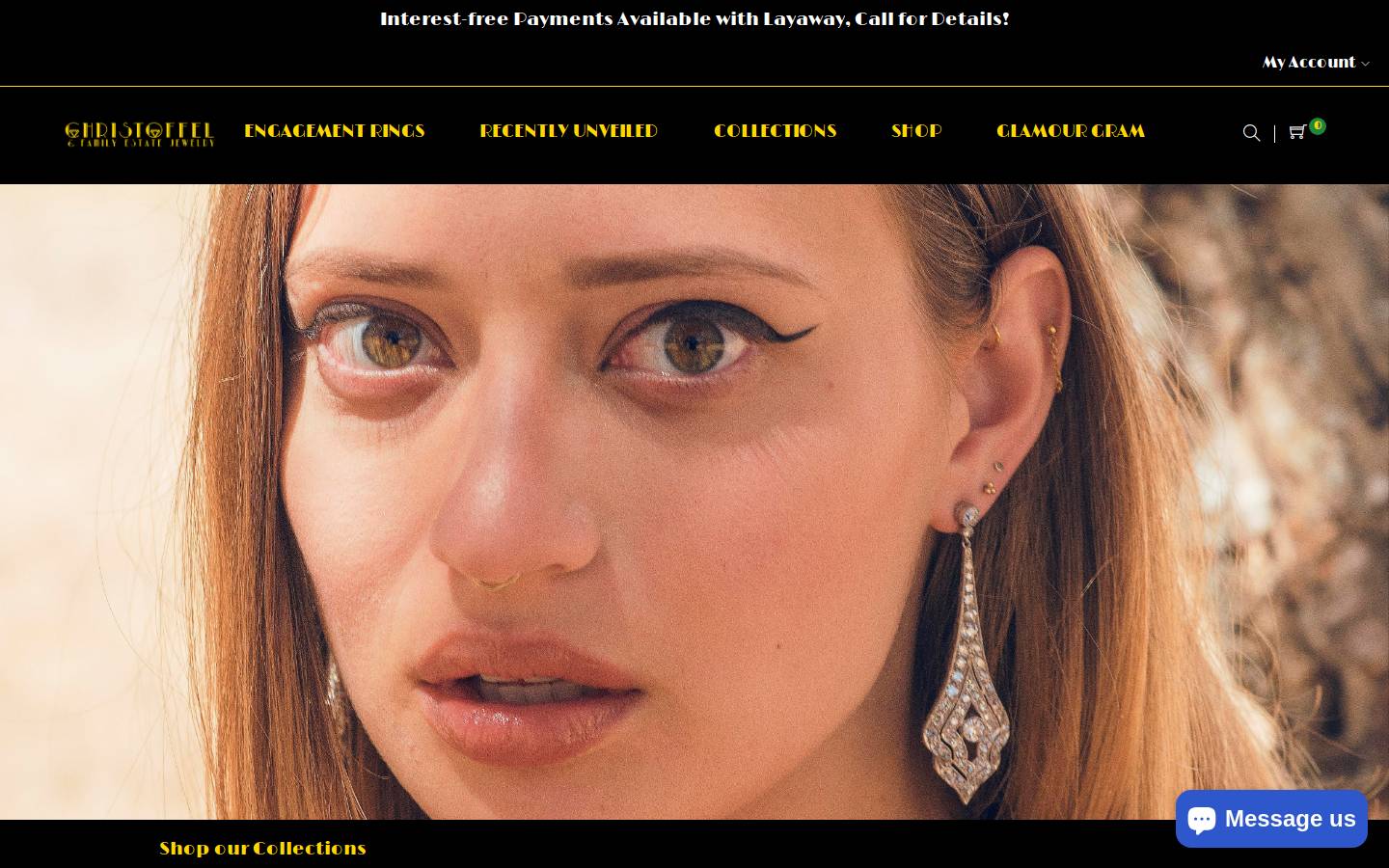 christoffeljewelry.com homepage screenshot