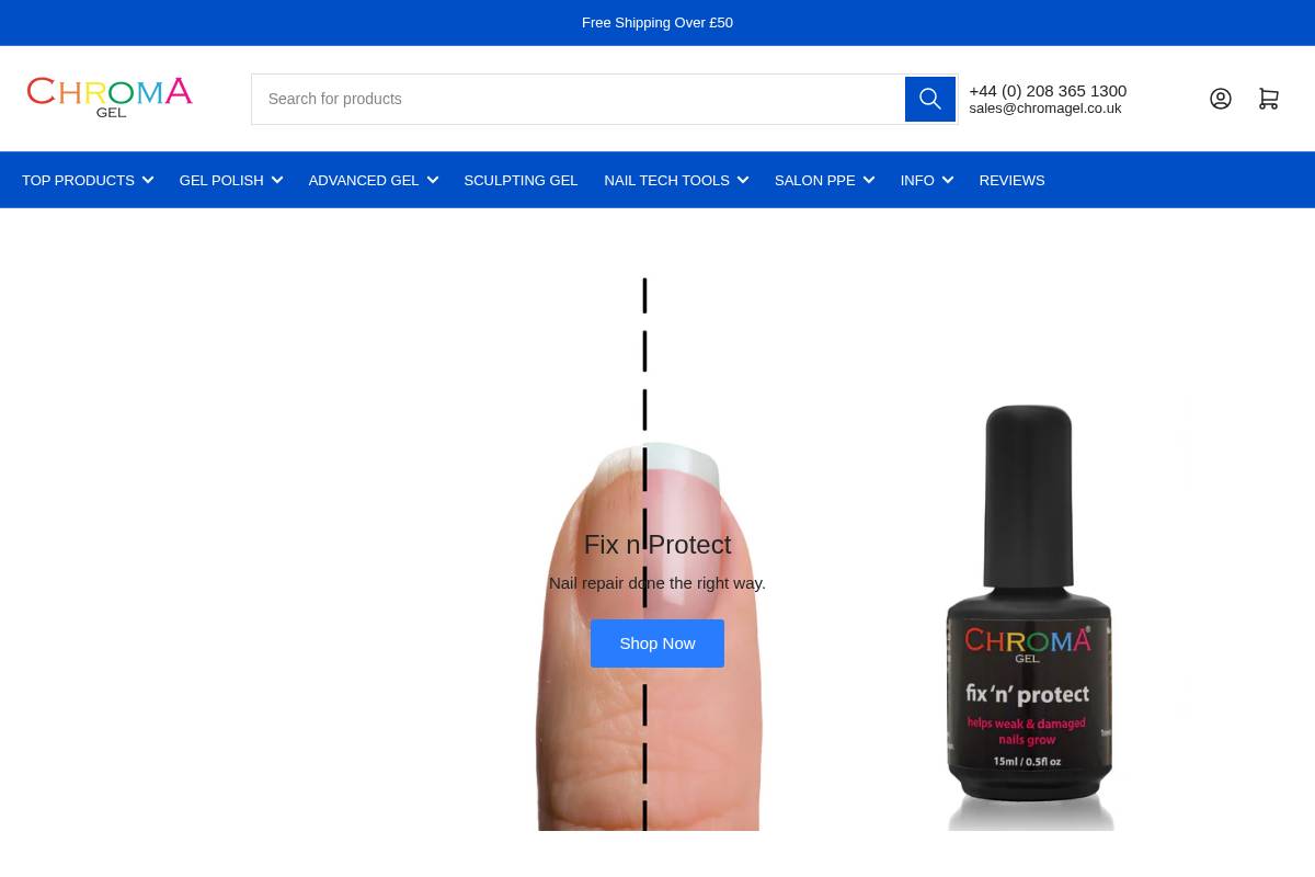 chromagel.co.uk homepage screenshot