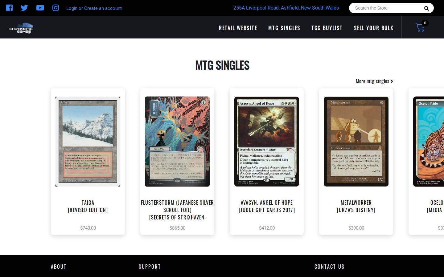 chromaticgamestcg.com.au homepage screenshot