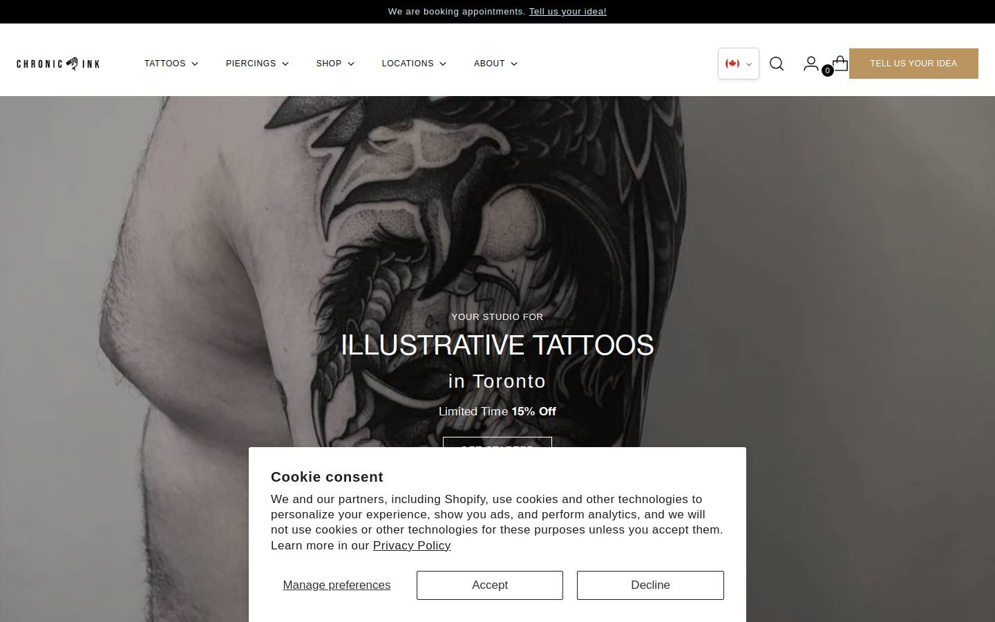 chronicinktattoo.com homepage screenshot