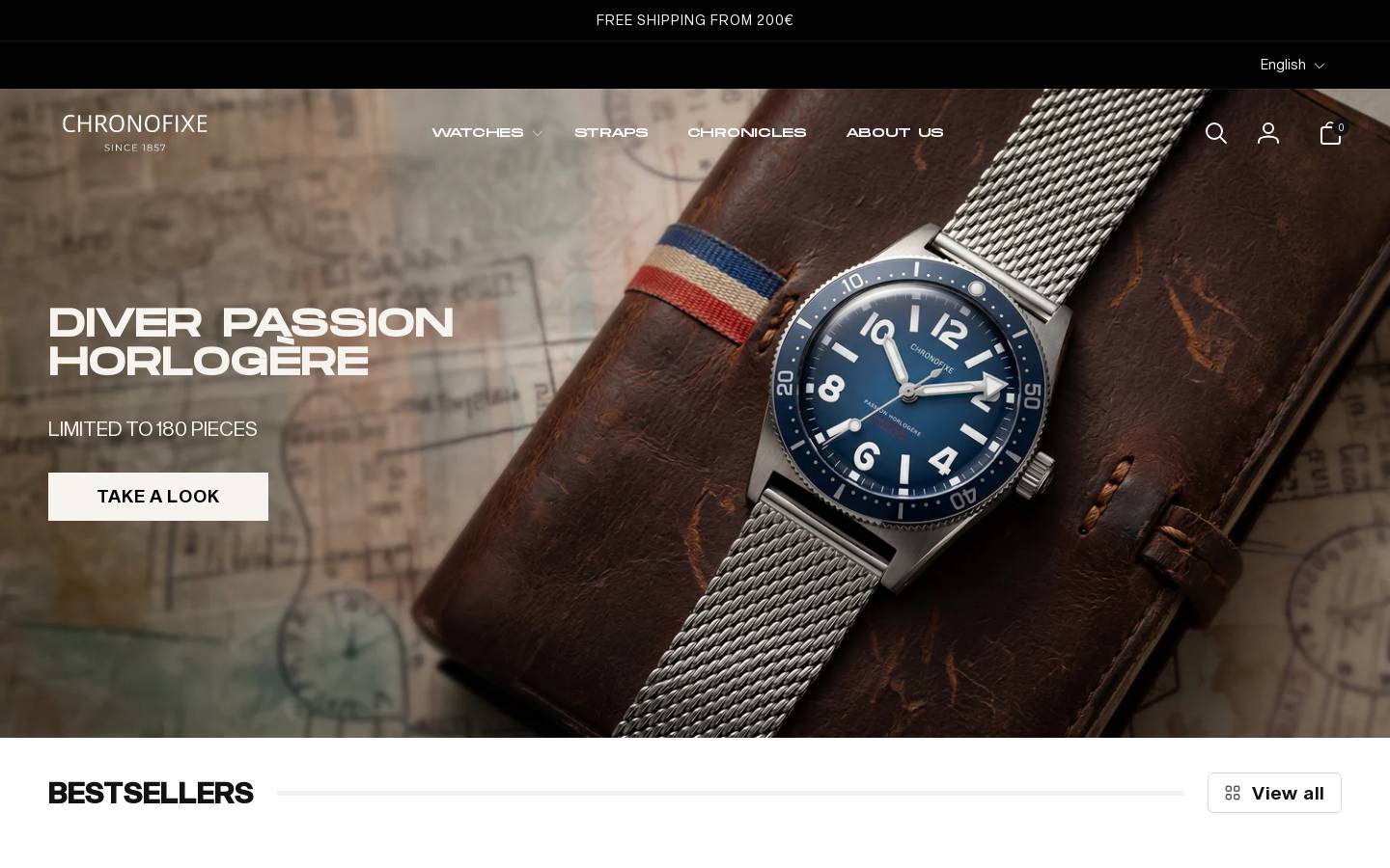 Chronofixe Watches homepage screenshot