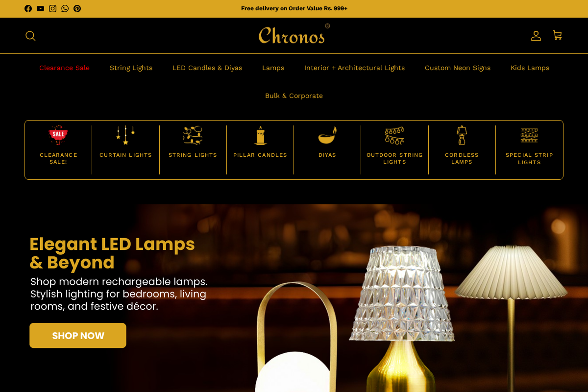 Chronos Lights homepage screenshot
