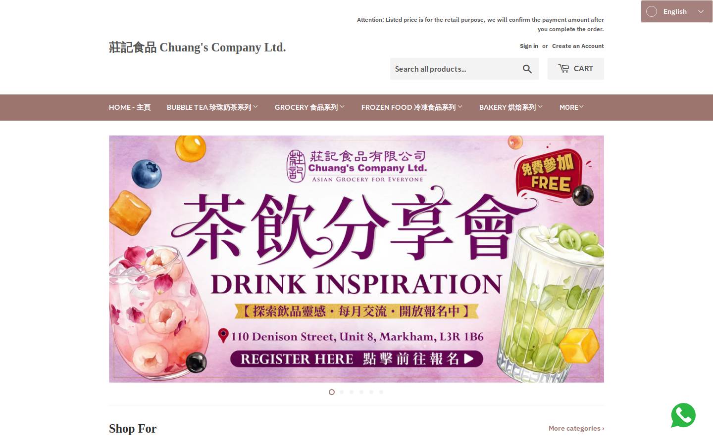 chuangscompany.ca homepage screenshot