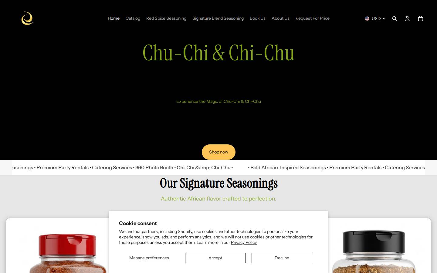 chuchi2chuchievents.com homepage screenshot