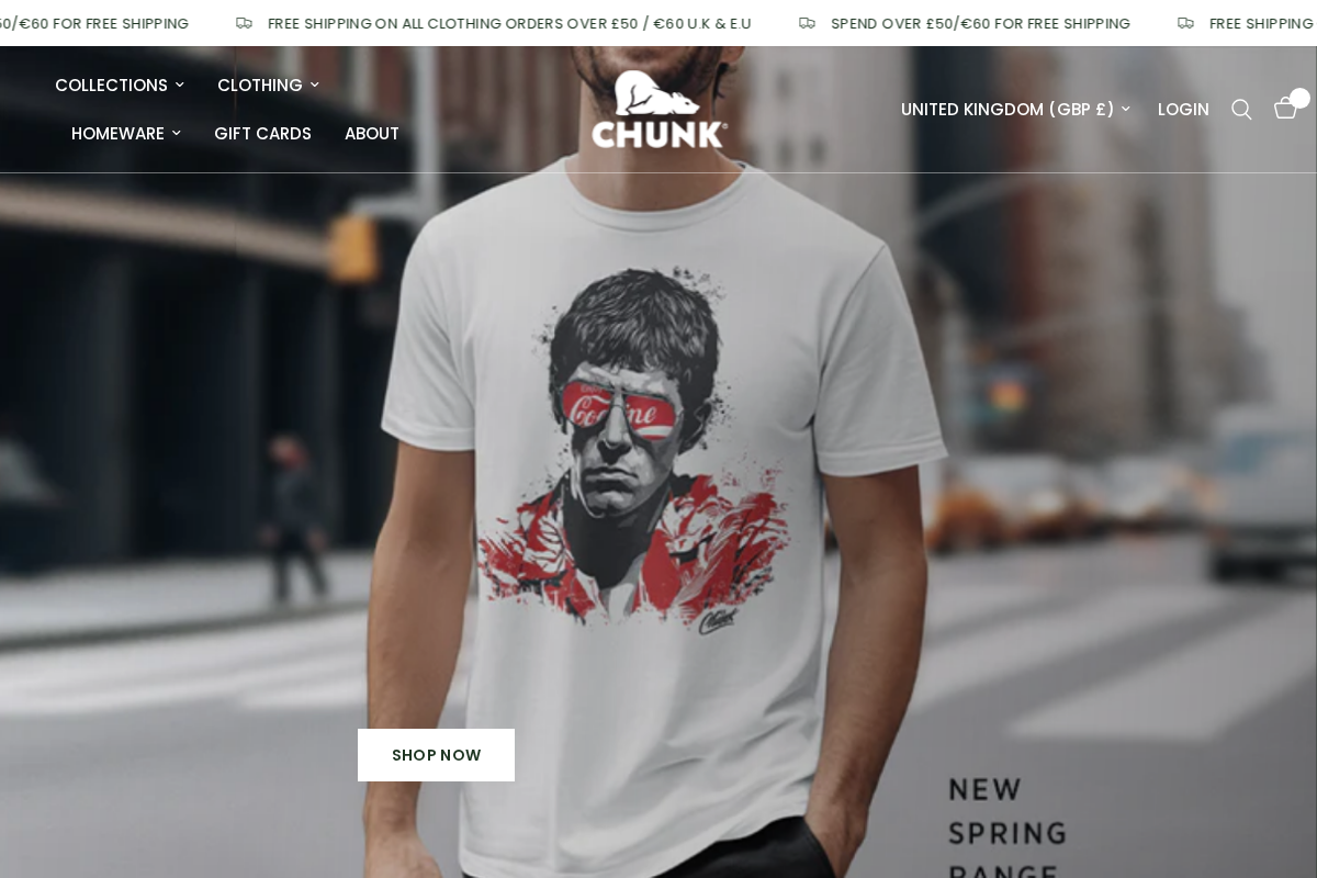 Chunk Clothing homepage screenshot