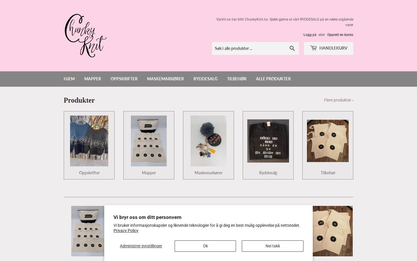 chunkyknit.no homepage screenshot