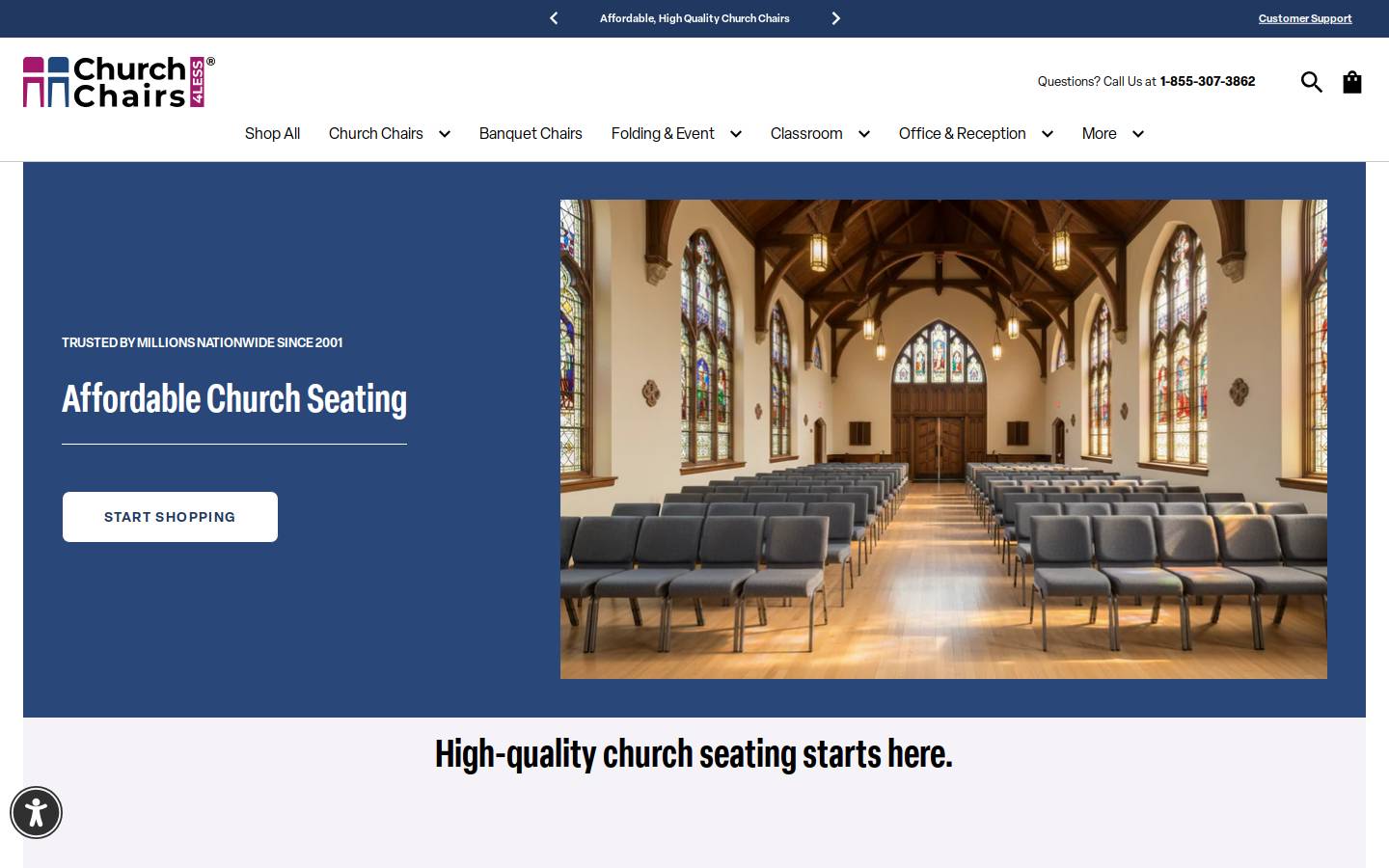 Churchchairs4less homepage screenshot