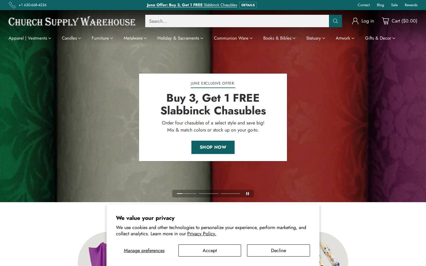 Church Supply homepage screenshot