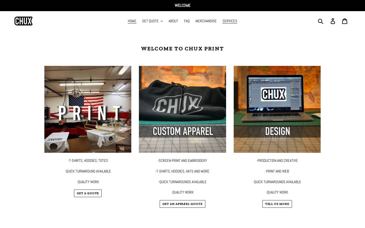 chuxprint.com homepage screenshot
