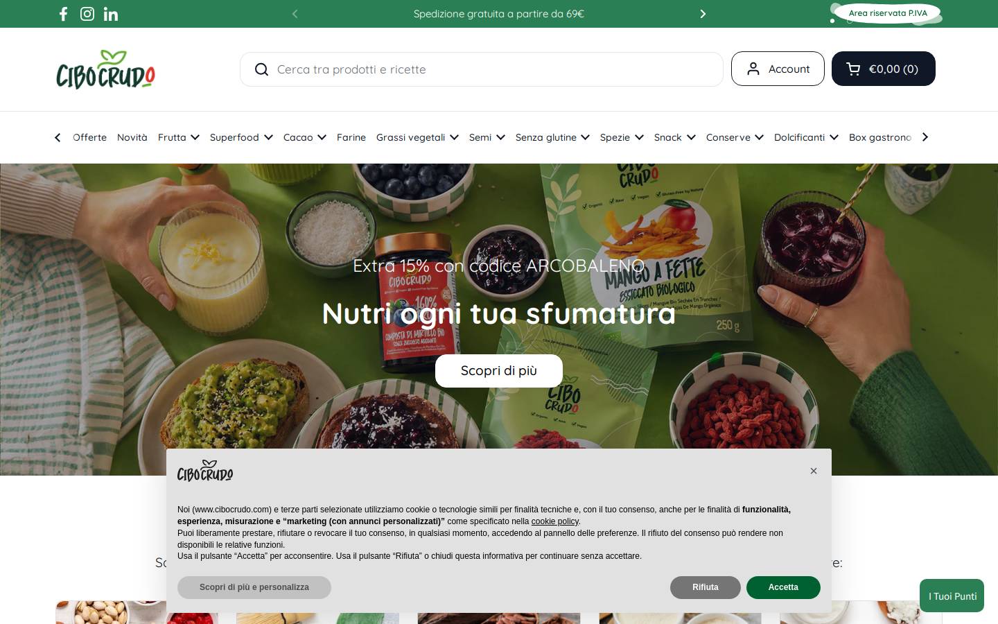 CiboCrudo homepage screenshot