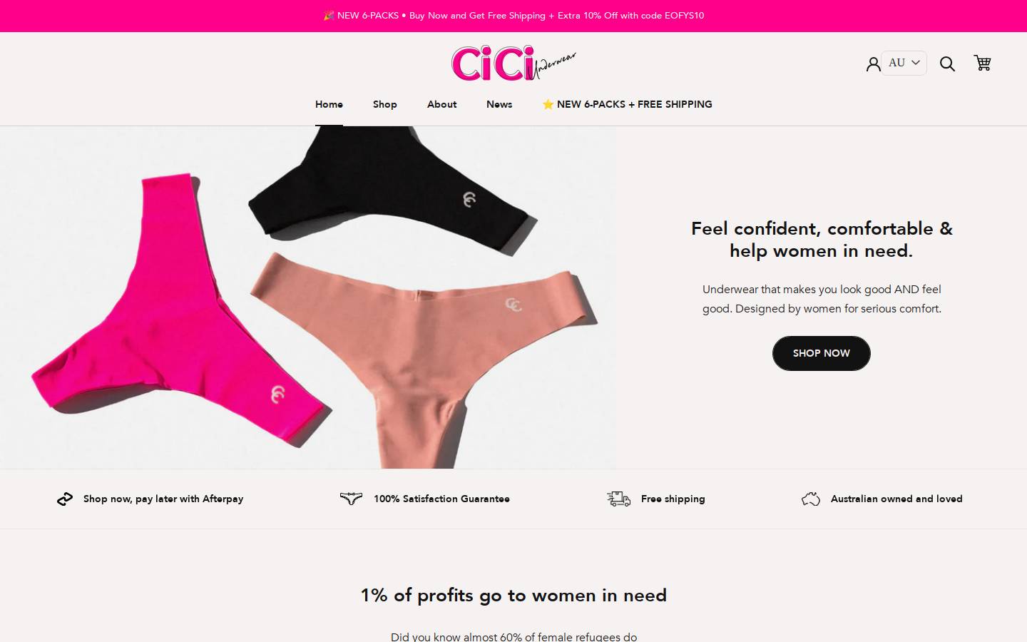 ciciunderwear.com homepage screenshot