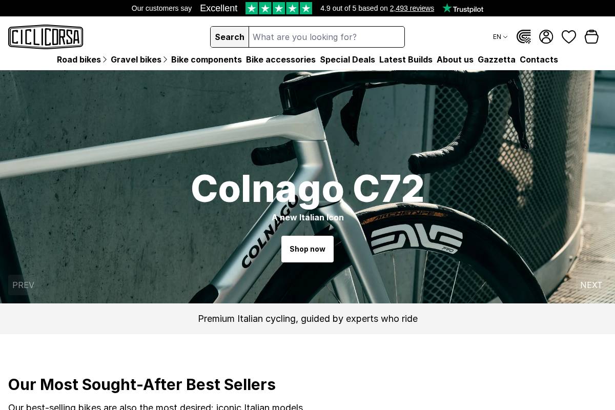 Cicli Corsa homepage screenshot