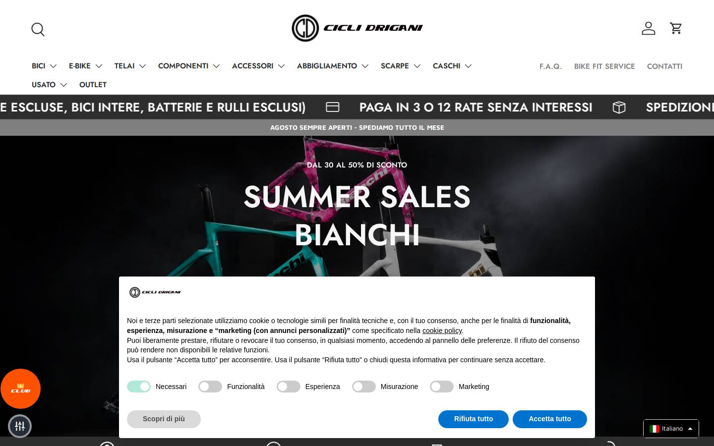 Cicli Drigani homepage screenshot