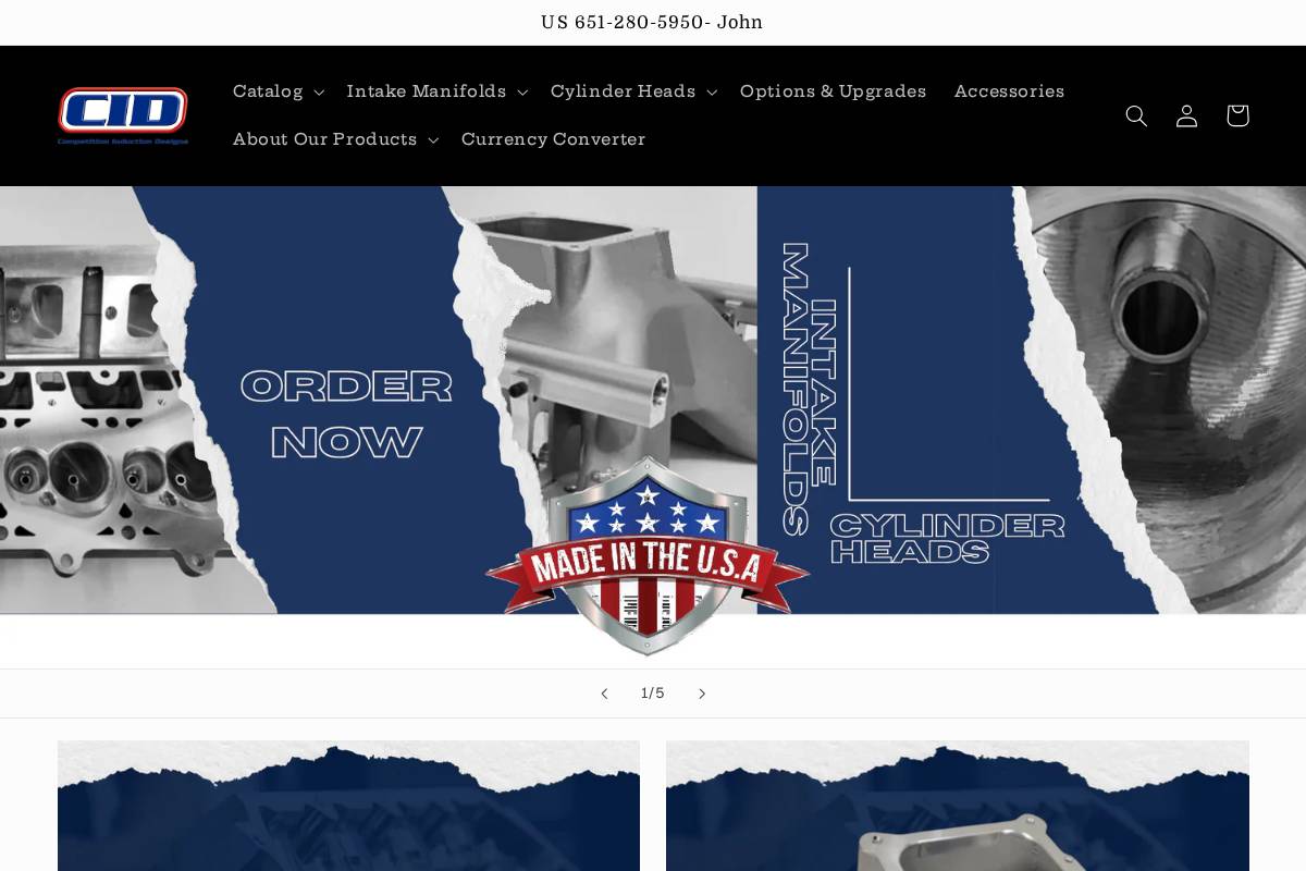 CID Heads - Competition Induction Designs homepage screenshot