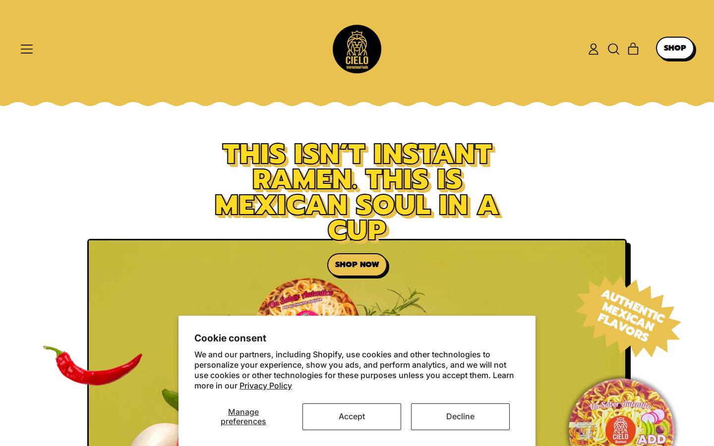 cielofreshfoods.com homepage screenshot